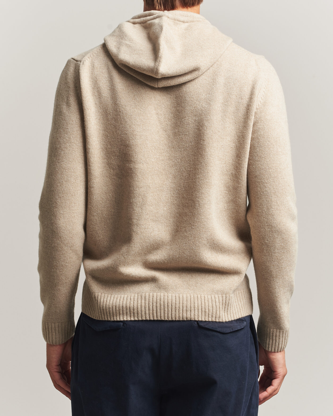 Herre | Trøjer | Stenströms | Brushed Merino Hood Beige
