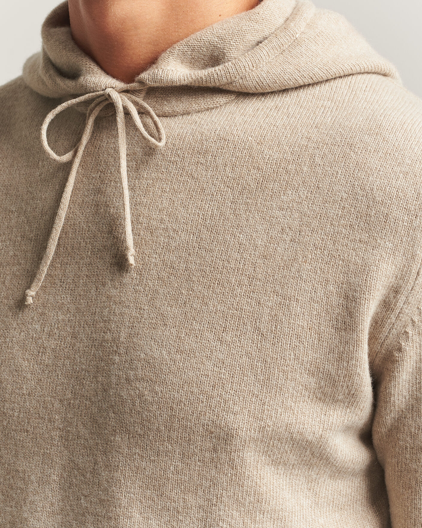 Herre | Trøjer | Stenströms | Brushed Merino Hood Beige