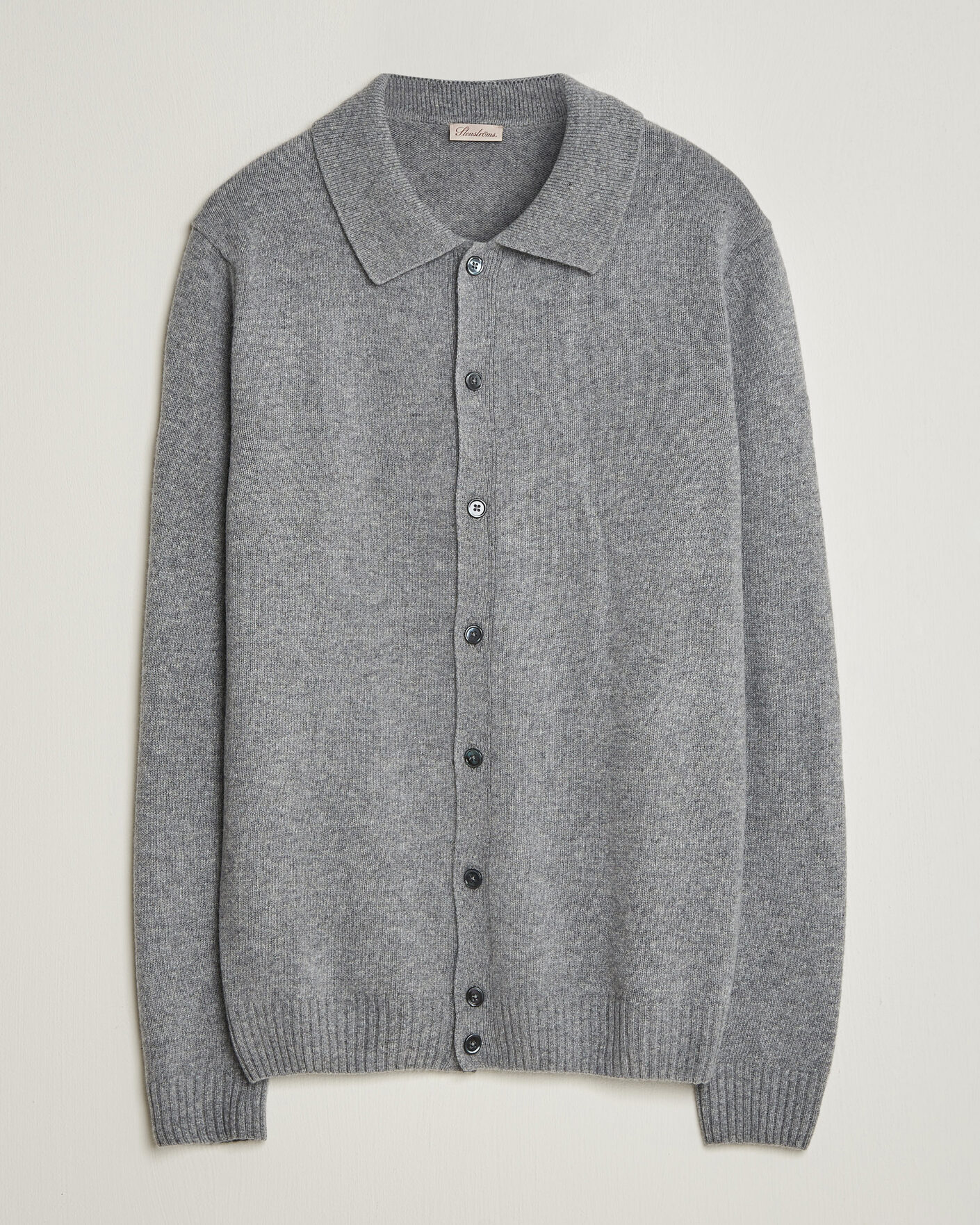 Herre | Trøjer | Stenströms | Brushed Merino Polo Cardigan Grey