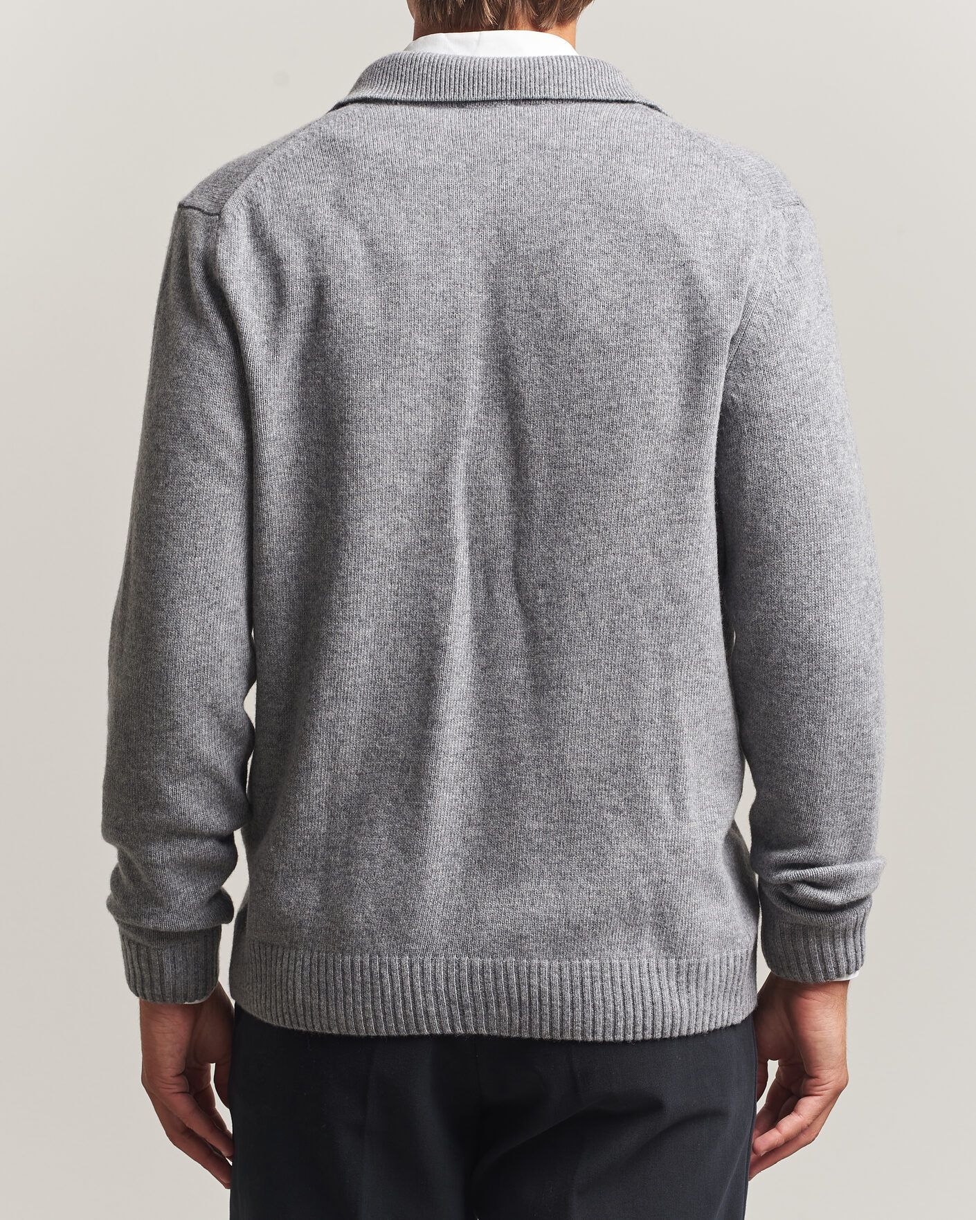 Herre | Trøjer | Stenströms | Brushed Merino Polo Cardigan Grey