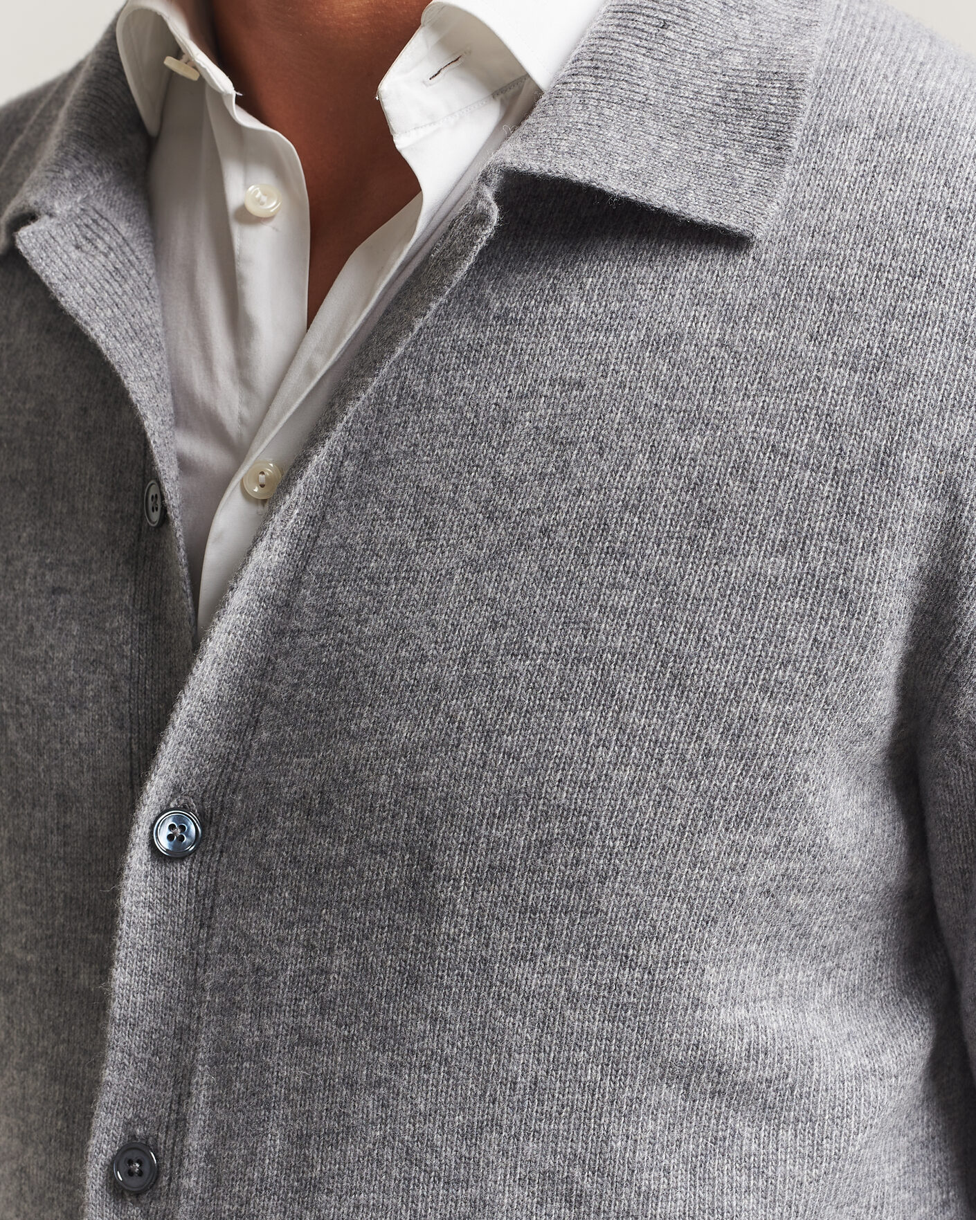 Herre | Trøjer | Stenströms | Brushed Merino Polo Cardigan Grey