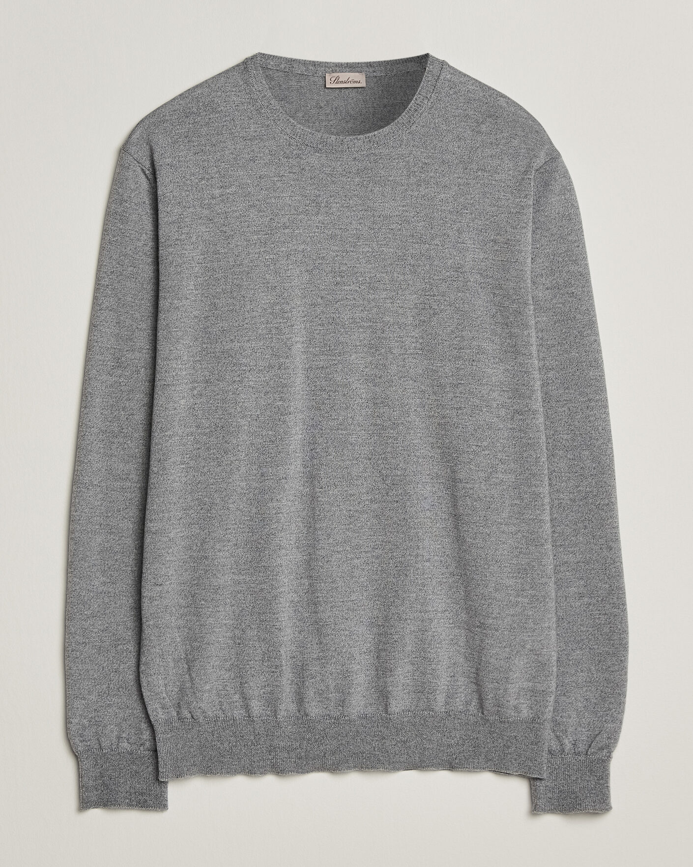 Herre | Trøjer | Stenströms | Merino Crew Neck Grey Mouline