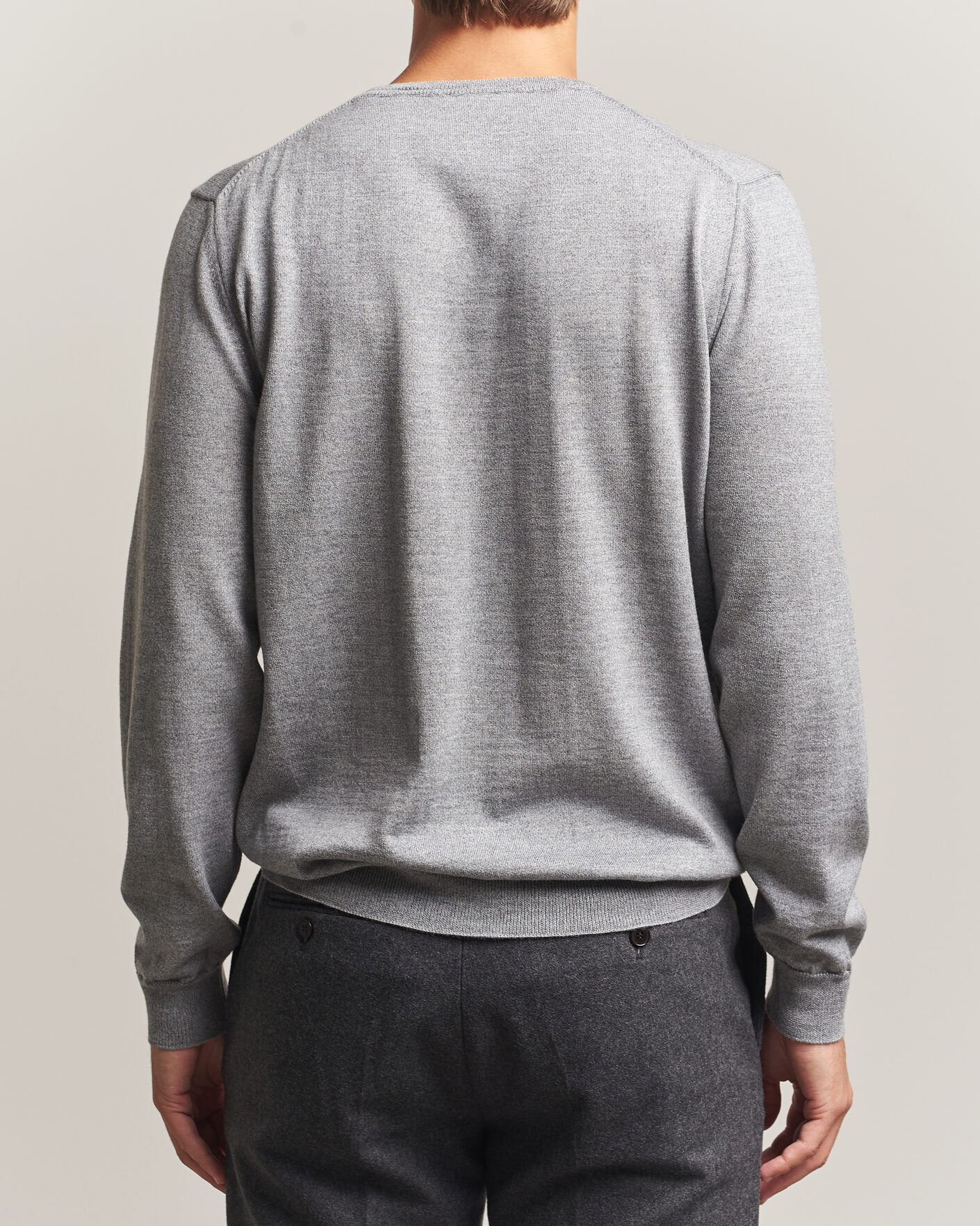Herre | Trøjer | Stenströms | Merino Crew Neck Grey Mouline
