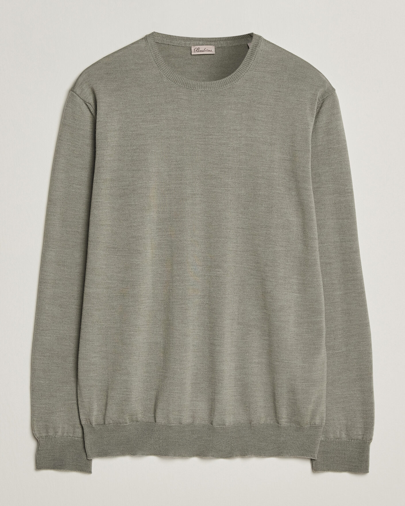 Herre | Trøjer | Stenströms | Merino Crew Neck Green/Grey