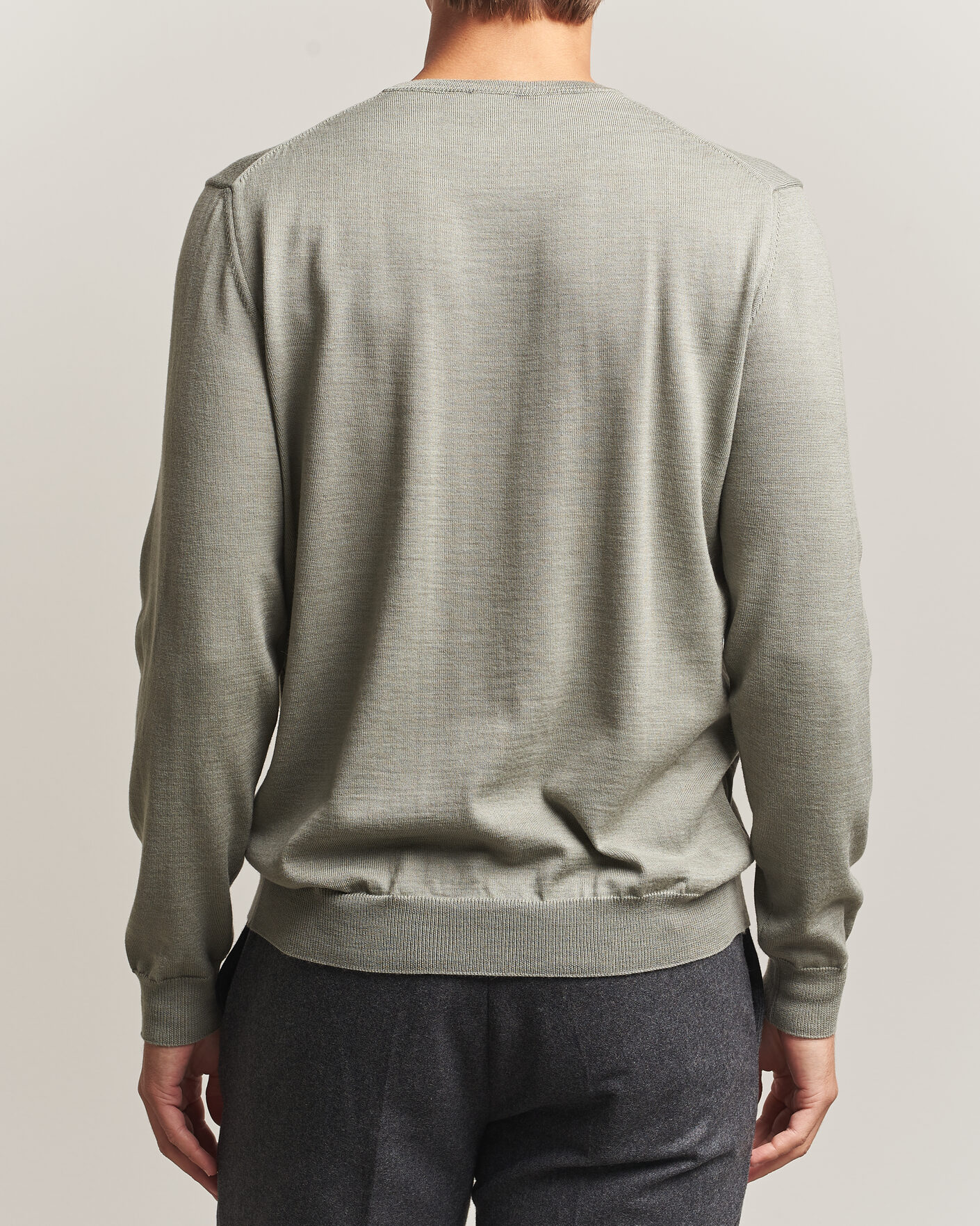 Herre | Trøjer | Stenströms | Merino Crew Neck Green/Grey