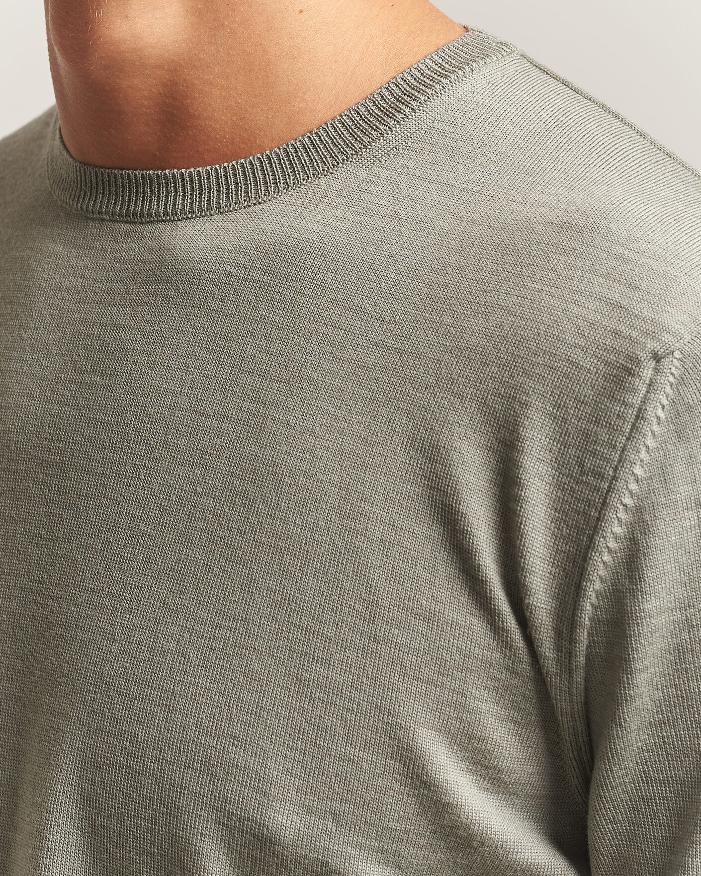 Herre | Trøjer | Stenströms | Merino Crew Neck Green/Grey