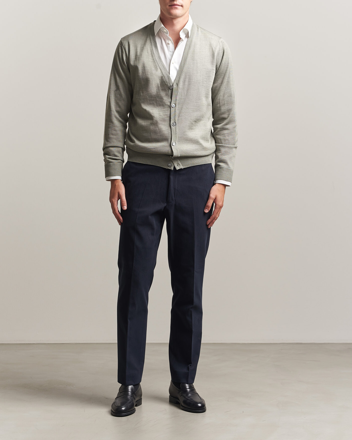 Herre | Trøjer | Stenströms | Merino Cardigan Green/Grey