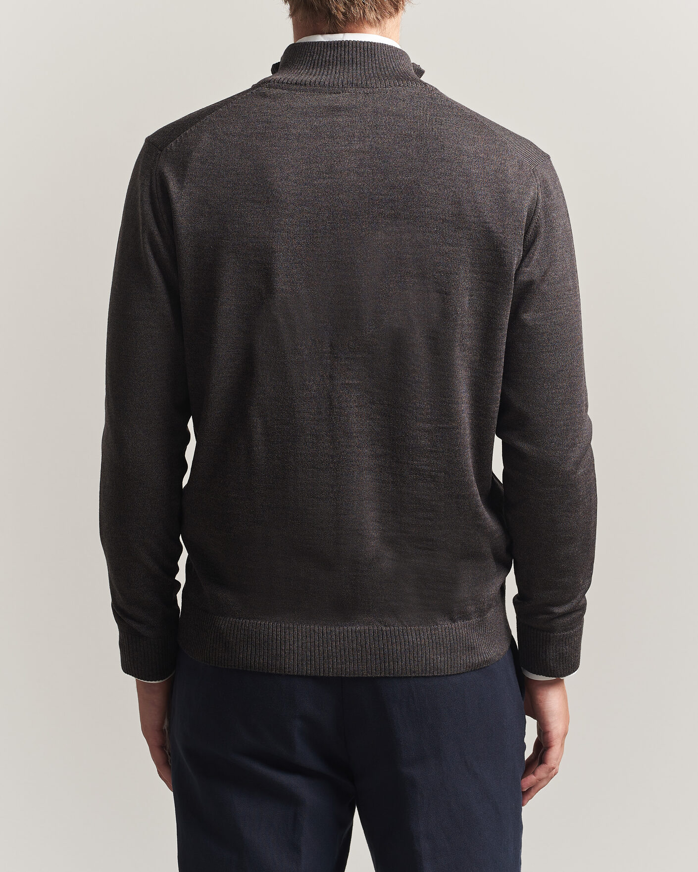 Herre | Trøjer | Stenströms | Merino Full Zip Dark Brown