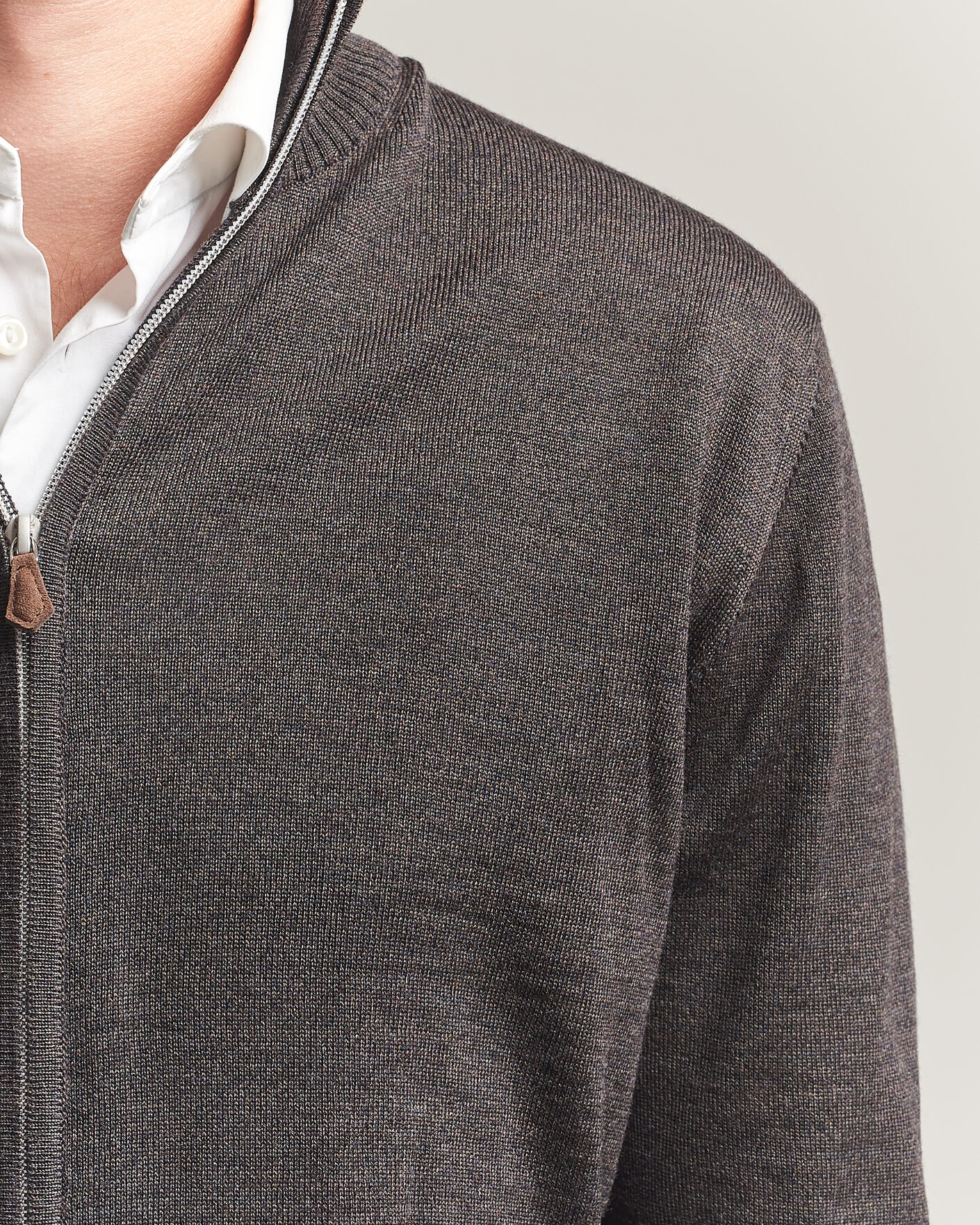 Herre | Trøjer | Stenströms | Merino Full Zip Dark Brown