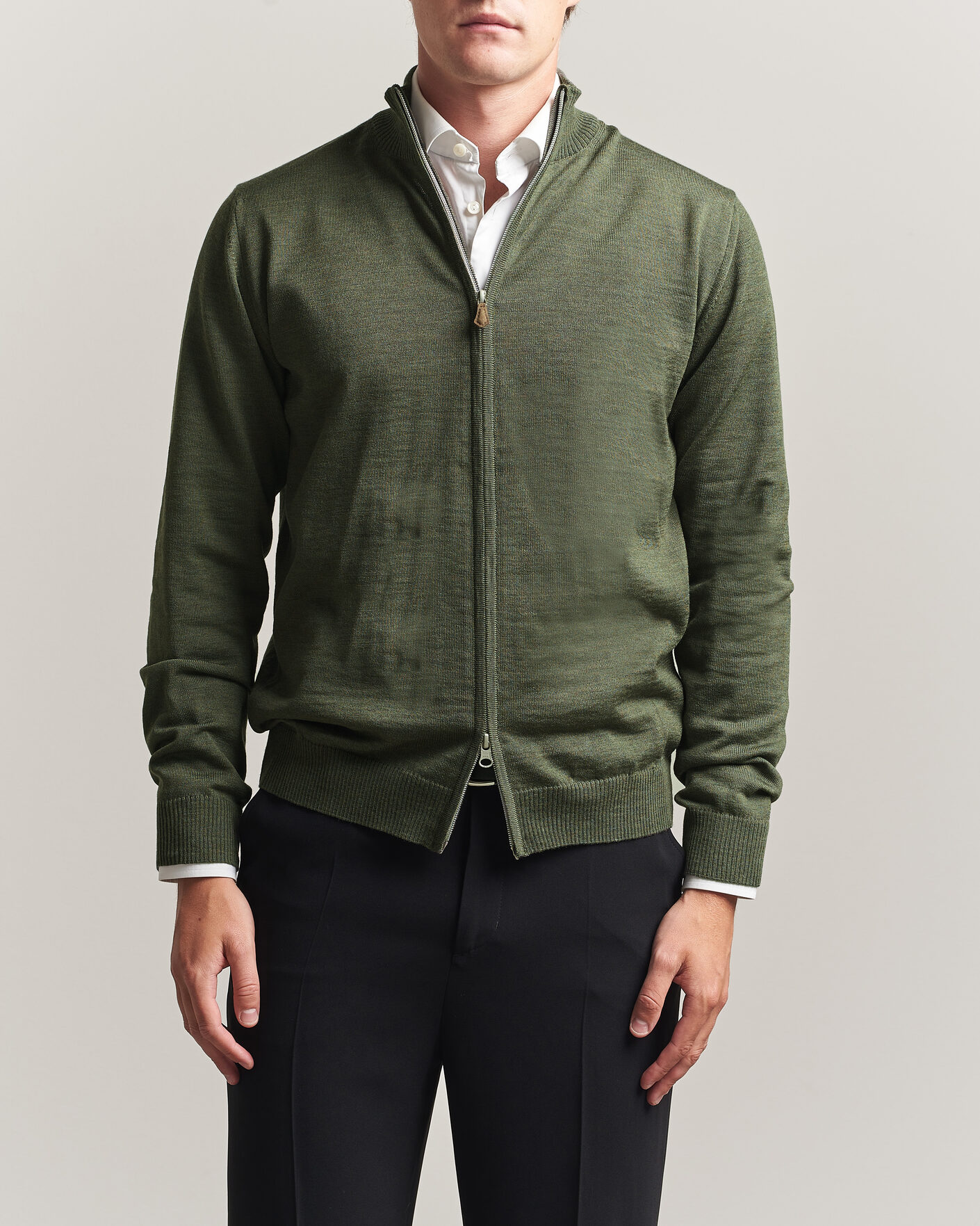 Herre | Trøjer | Stenströms | Merino Full Zip Green