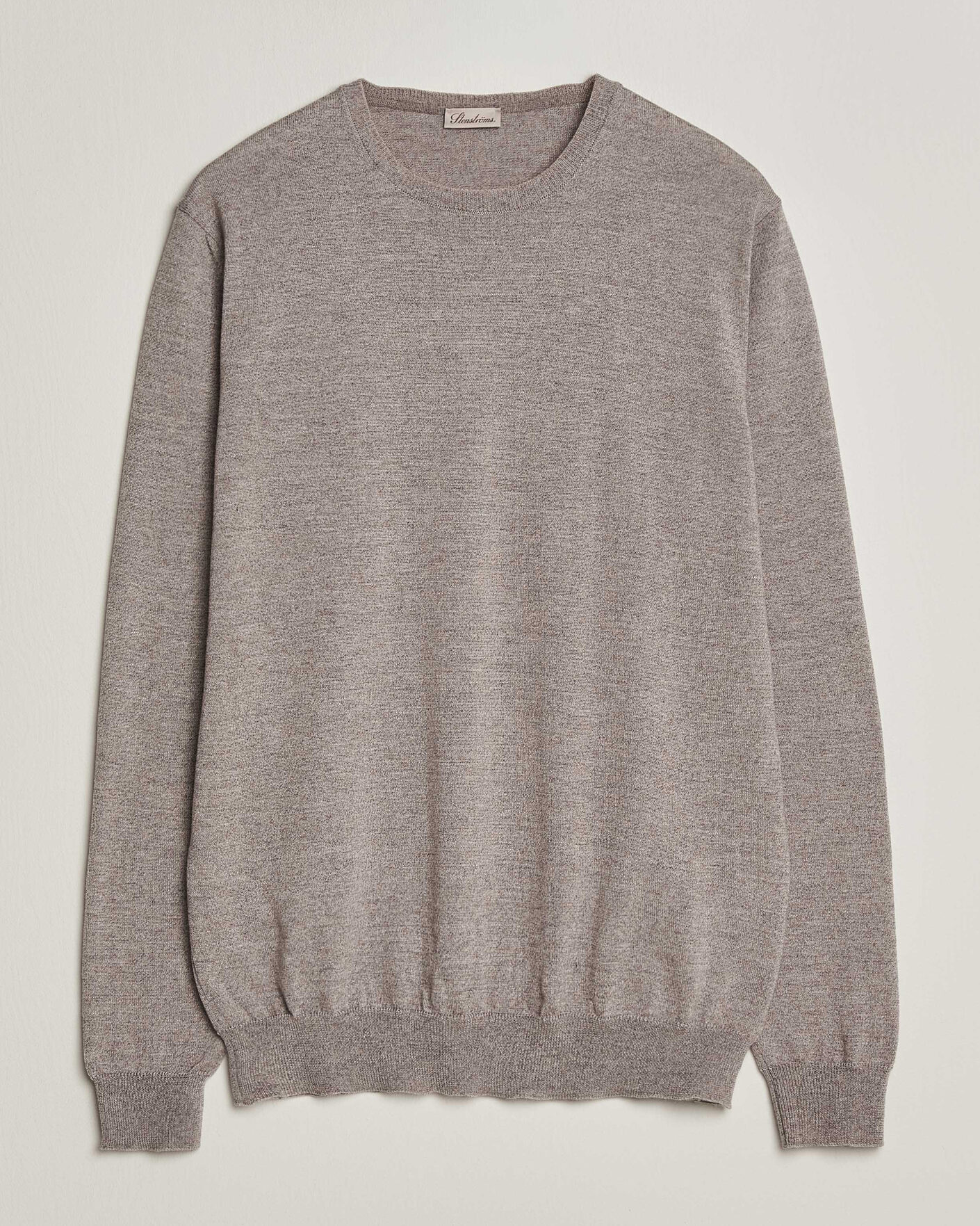 Herre | Trøjer | Stenströms | Merino Patch Crew Neck Beige