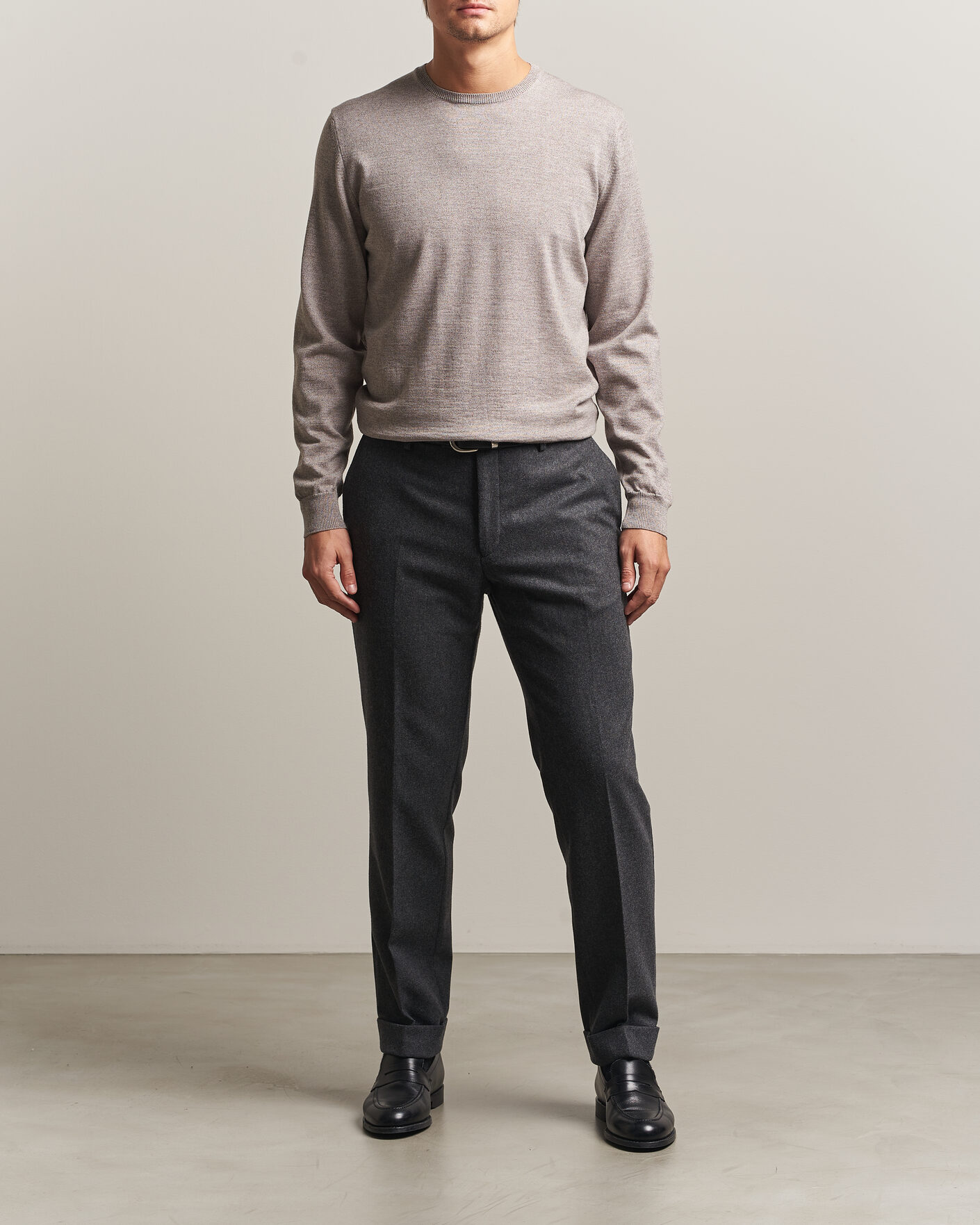 Herre | Trøjer | Stenströms | Merino Patch Crew Neck Beige