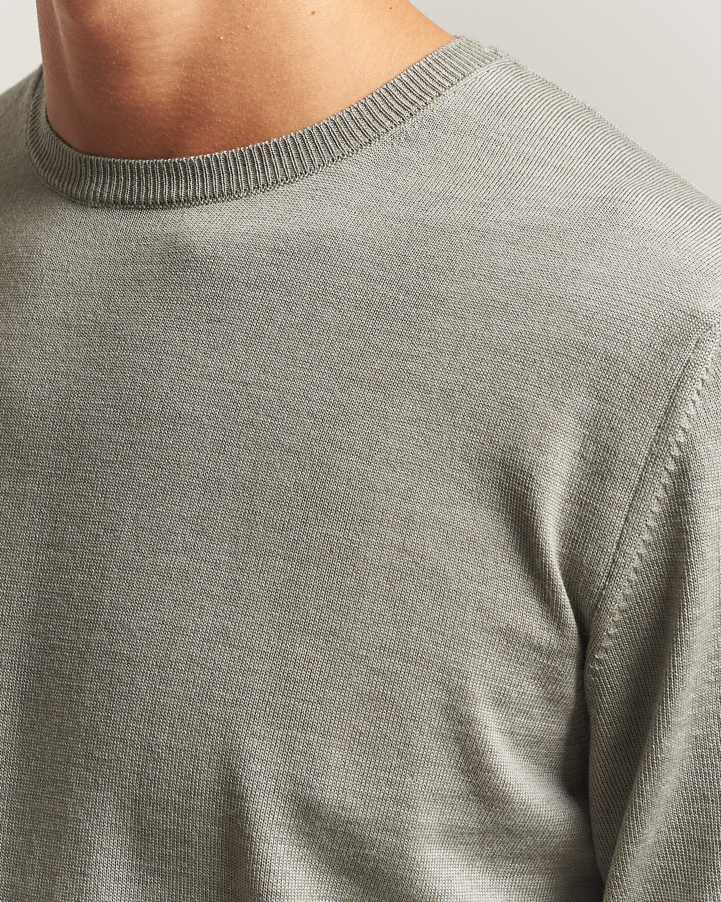 Herre | Trøjer | Stenströms | Merino Patch Crew Neck Green/Grey