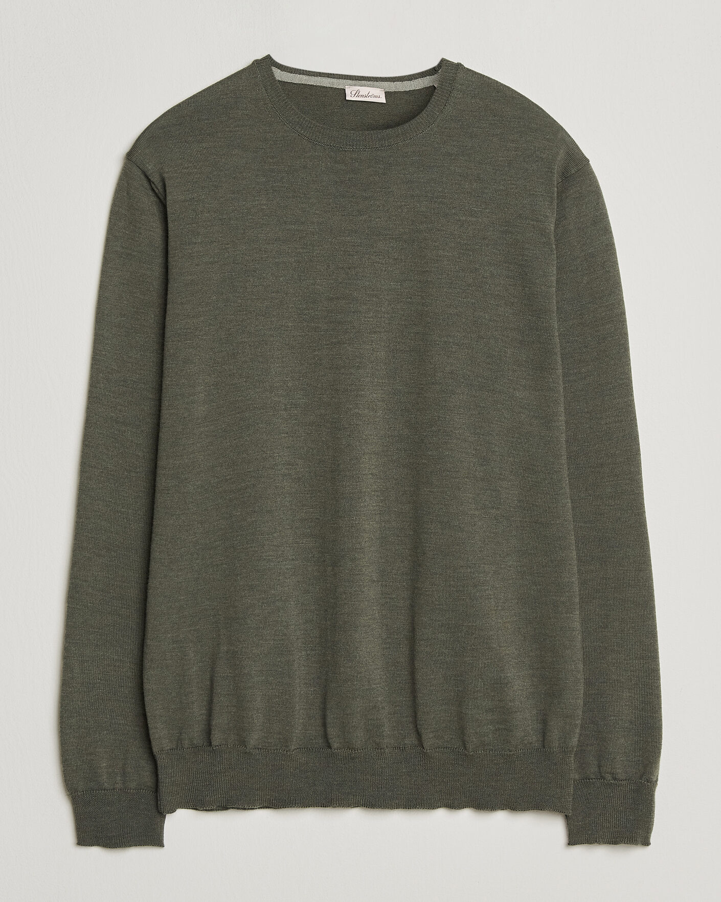 Herre | Trøjer | Stenströms | Merino Patch Crew Neck Dark Green
