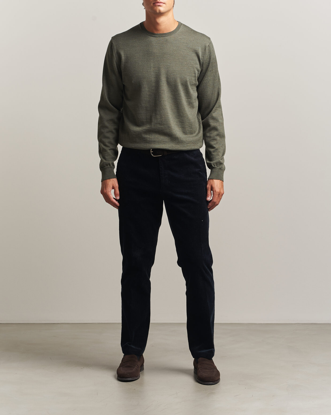 Herre | Trøjer | Stenströms | Merino Patch Crew Neck Dark Green