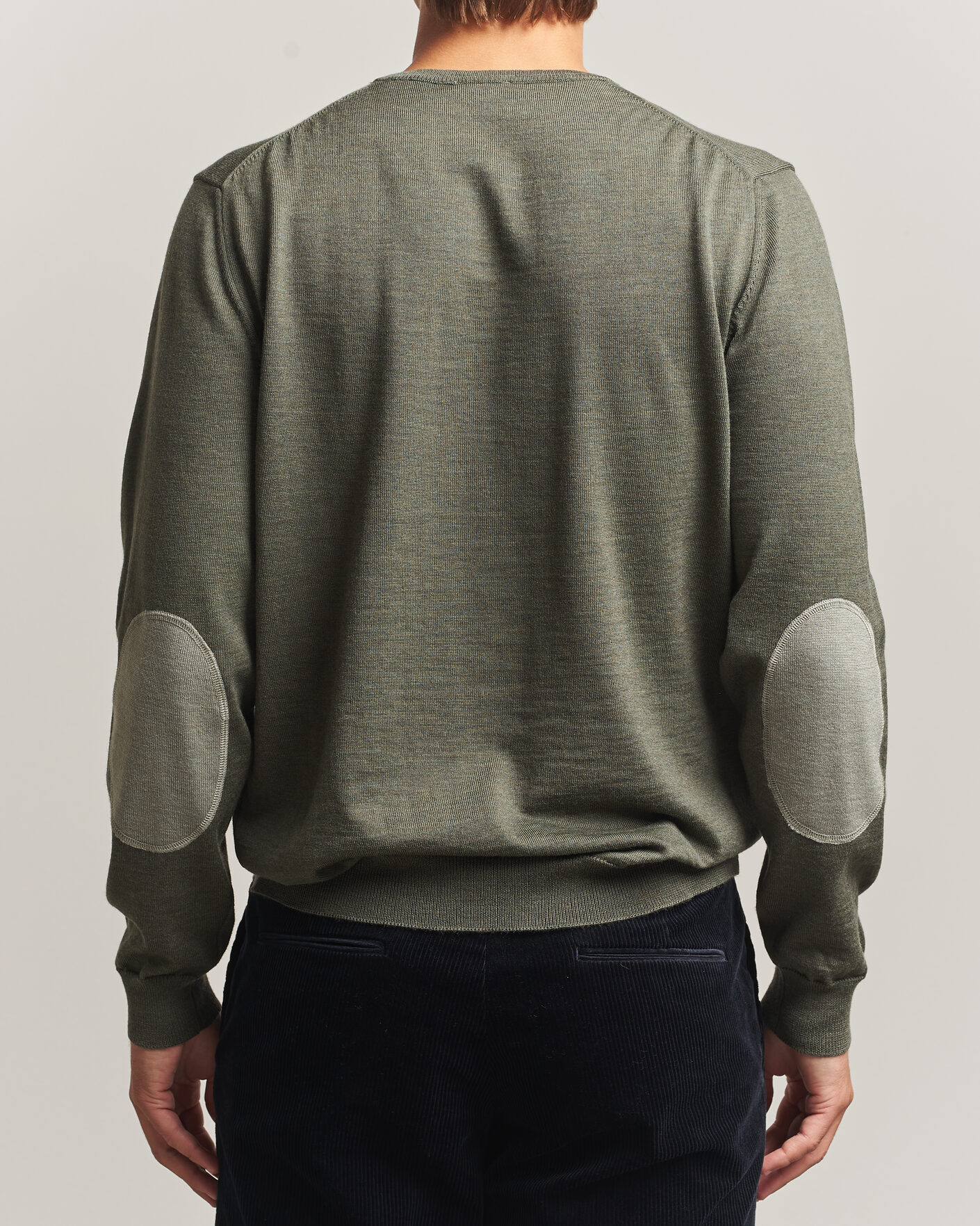 Herre | Trøjer | Stenströms | Merino Patch Crew Neck Dark Green