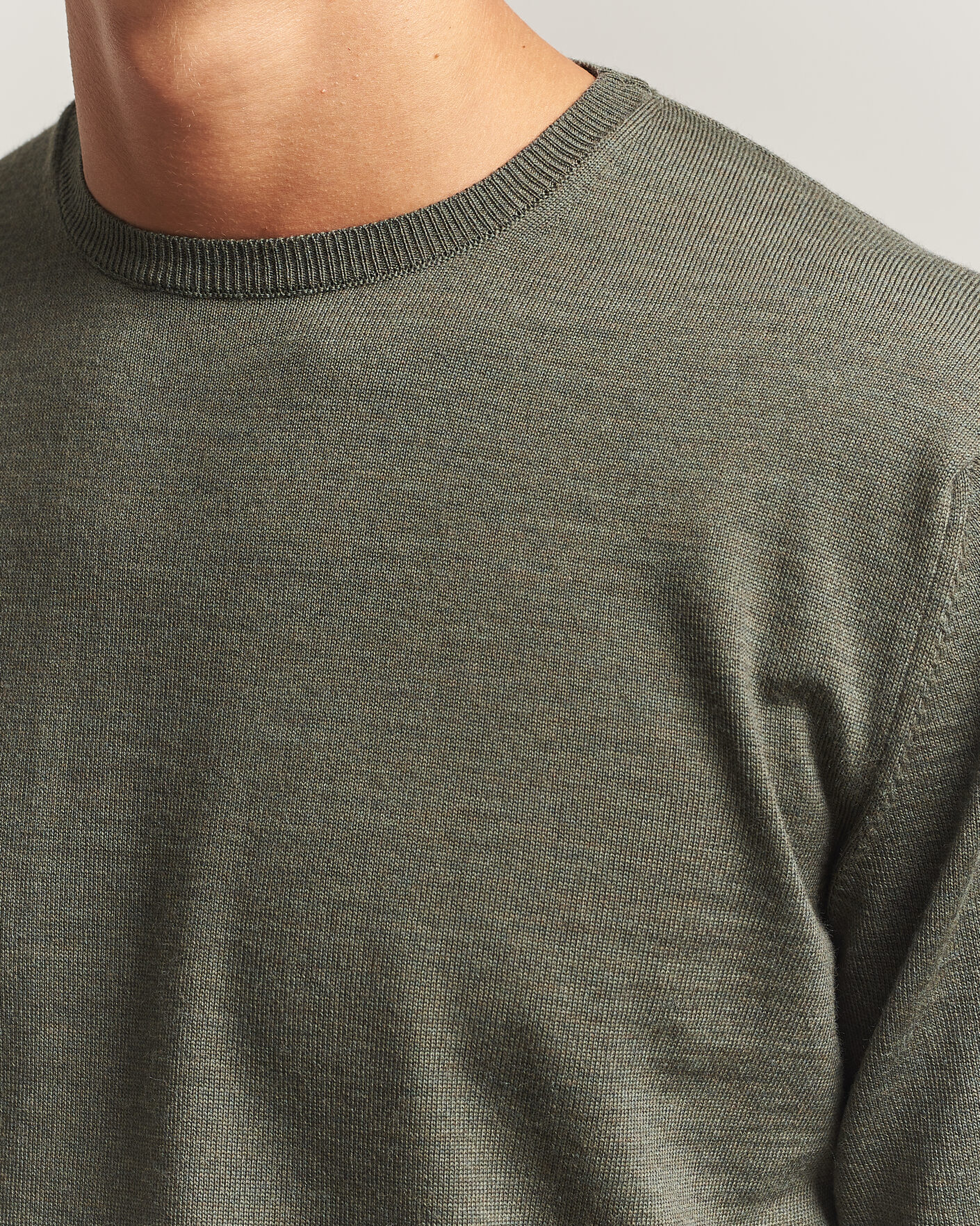 Herre | Trøjer | Stenströms | Merino Patch Crew Neck Dark Green