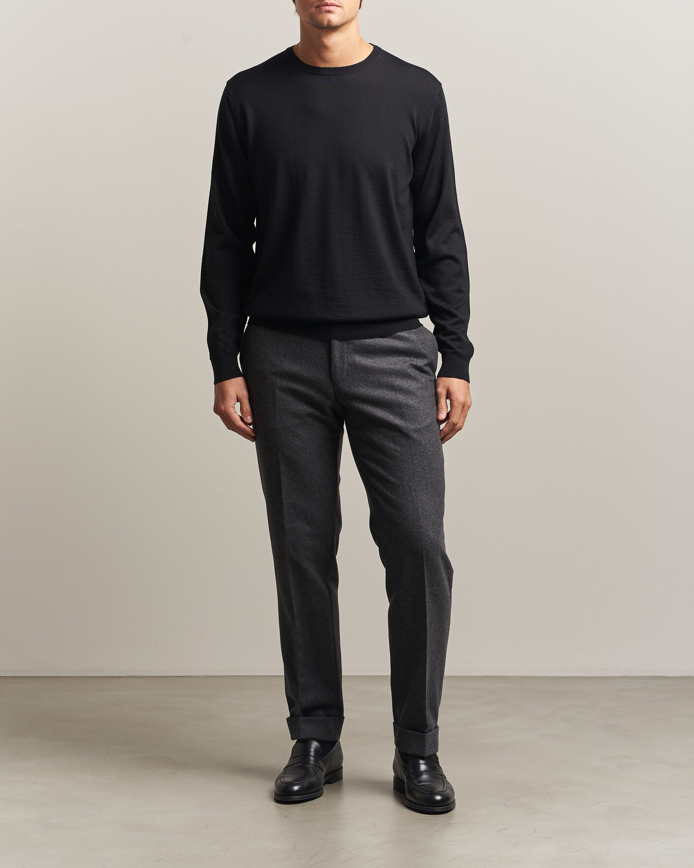 Herre | Trøjer | Stenströms | Merino Patch Crew Neck Black