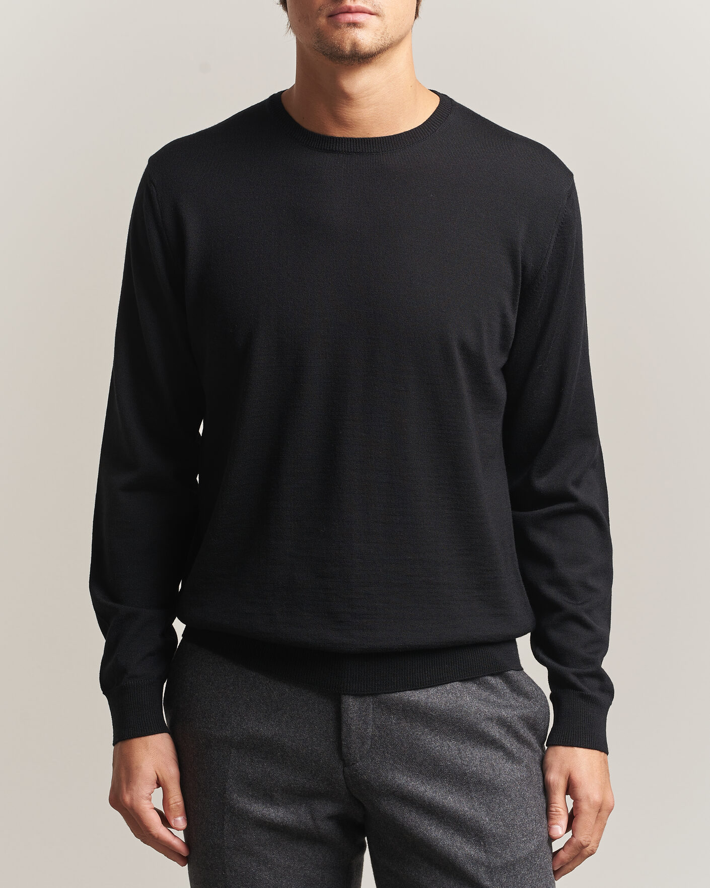 Herre | Trøjer | Stenströms | Merino Patch Crew Neck Black