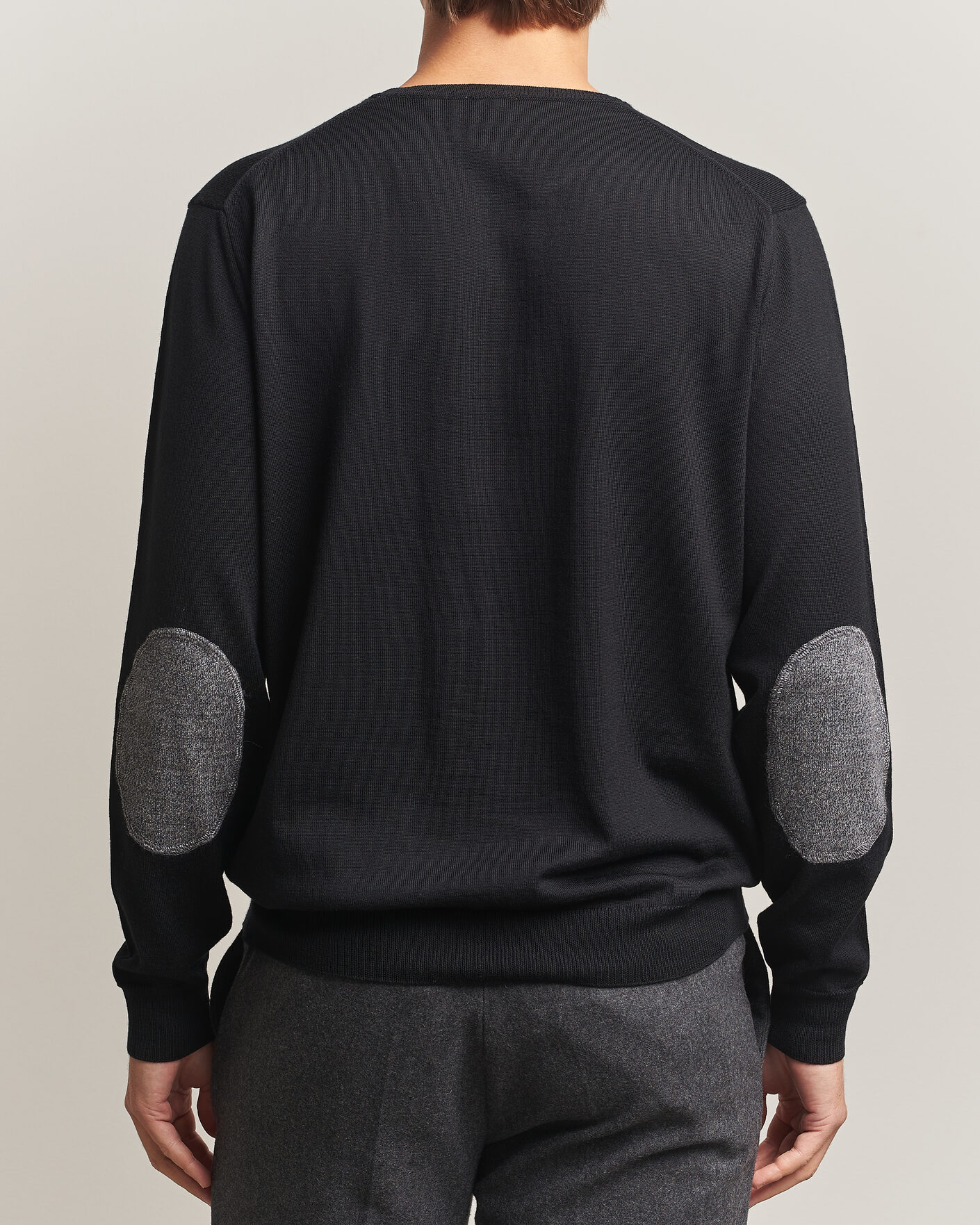 Herre | Trøjer | Stenströms | Merino Patch Crew Neck Black