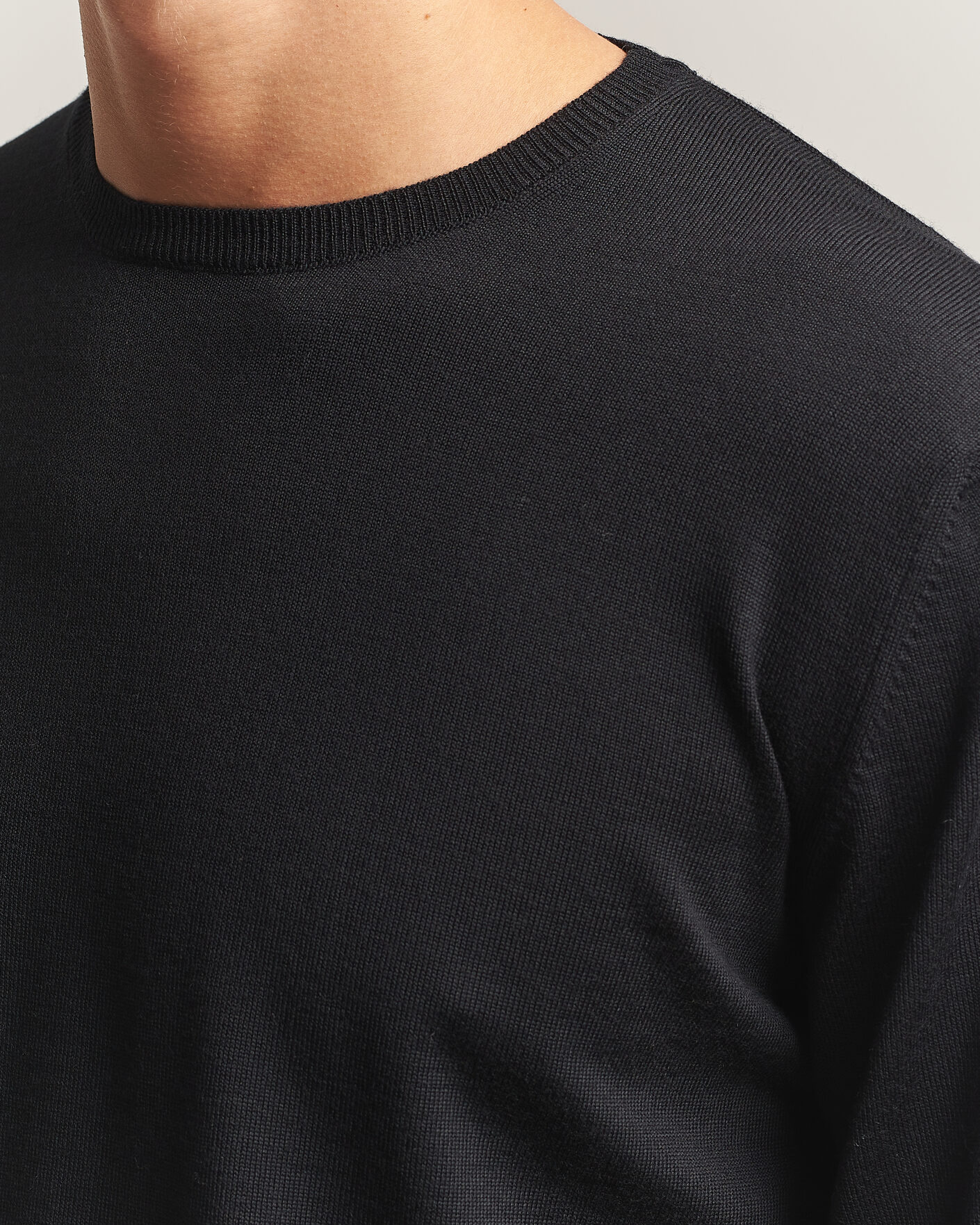 Herre | Trøjer | Stenströms | Merino Patch Crew Neck Black