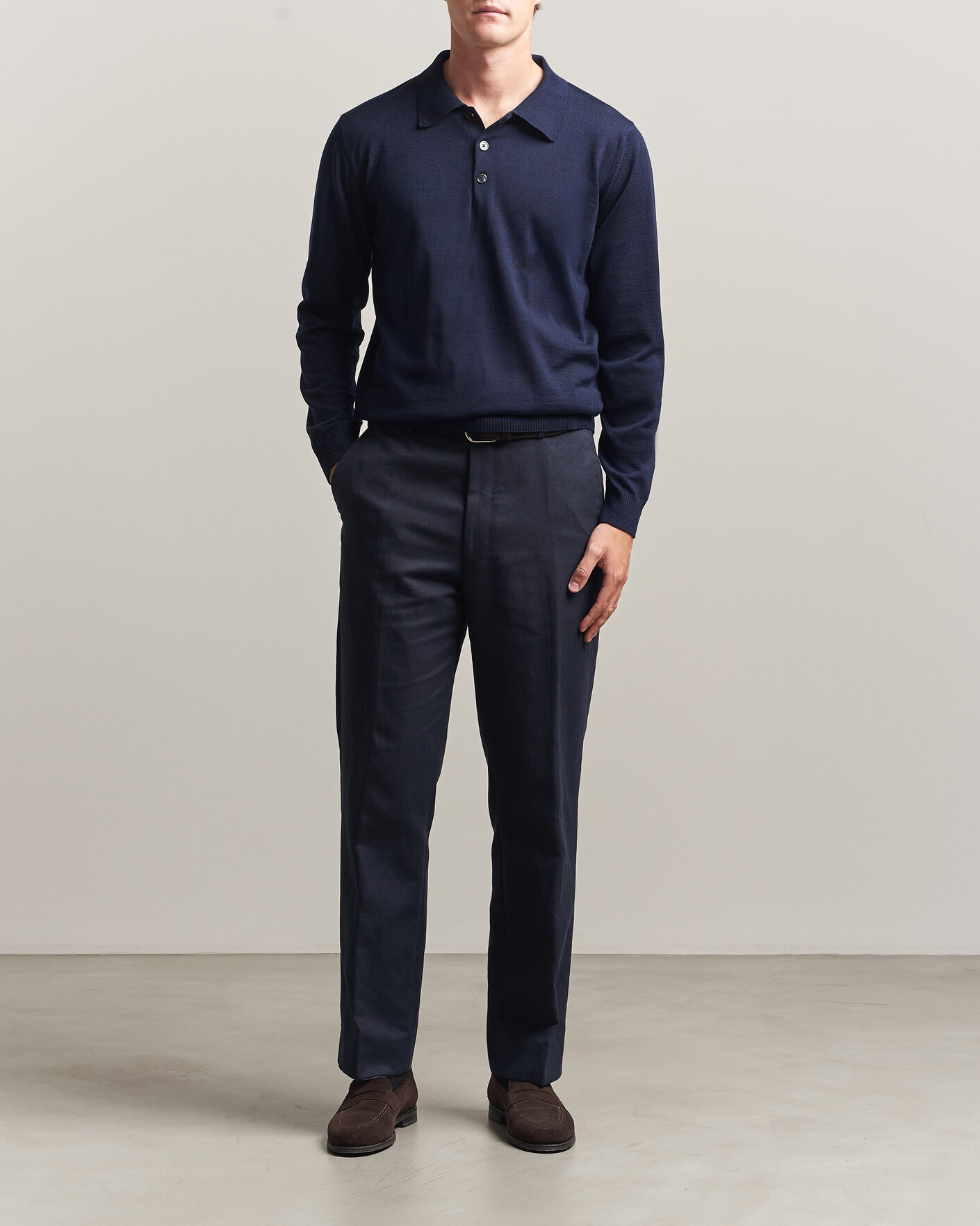Herre | Trøjer | Stenströms | Merino Polo Navy