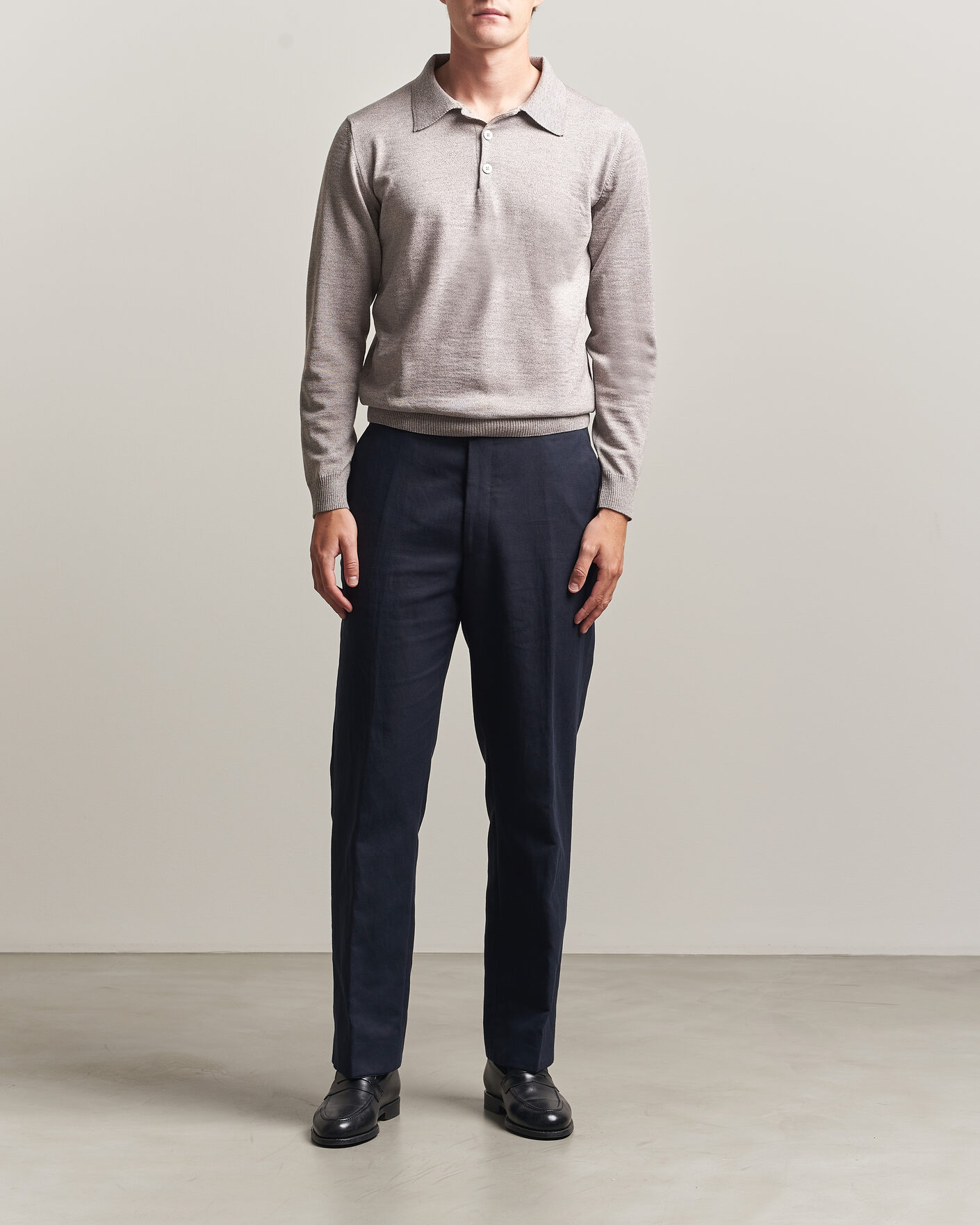 Herre | Trøjer | Stenströms | Merino Polo Beige