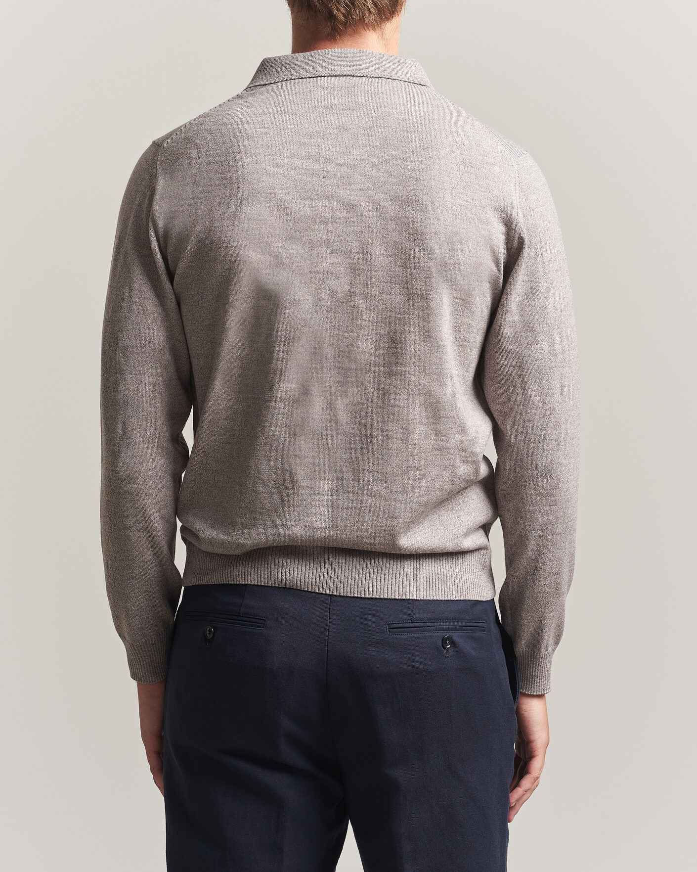 Herre | Trøjer | Stenströms | Merino Polo Beige