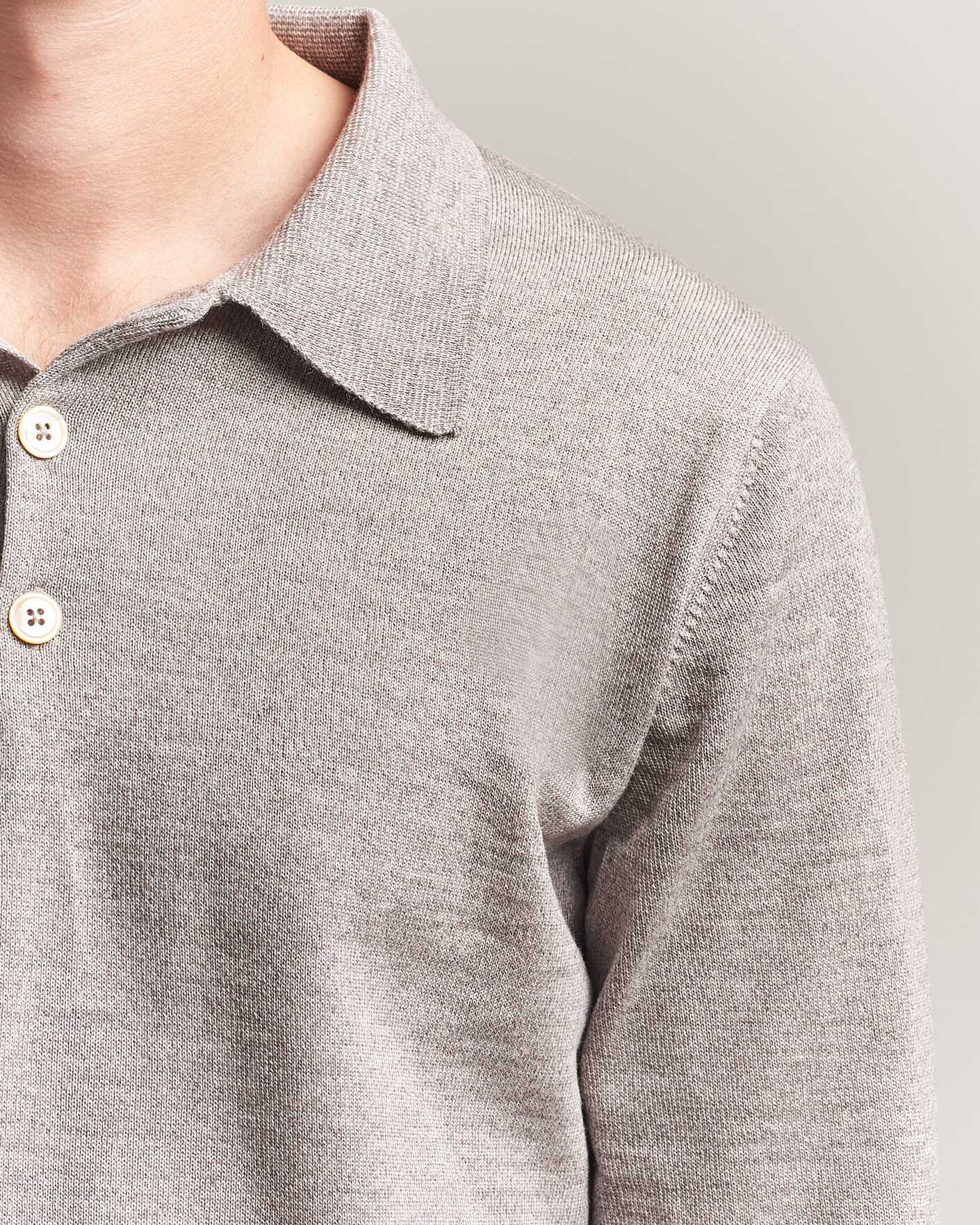 Herre | Trøjer | Stenströms | Merino Polo Beige