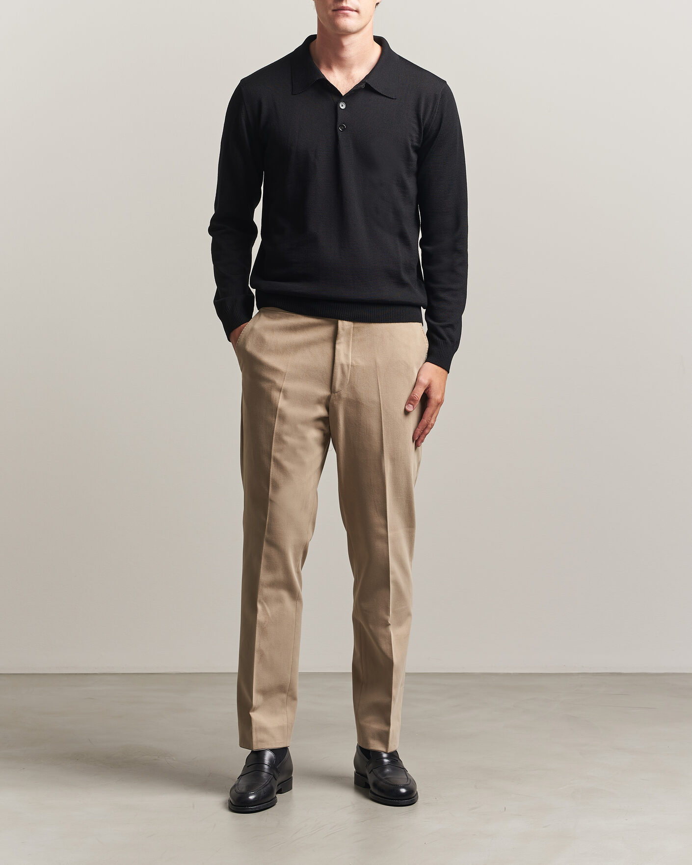 Herre | Trøjer | Stenströms | Merino Polo Black