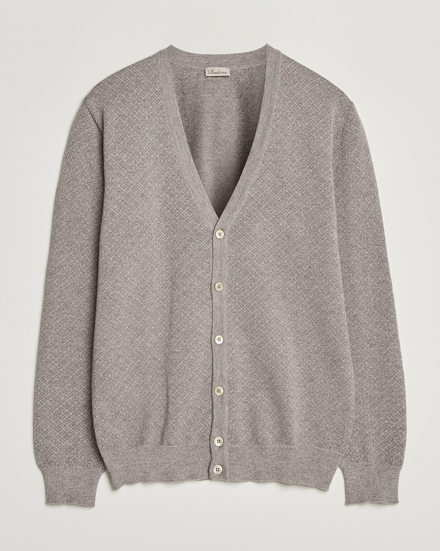 Herre | Trøjer | Stenströms | Merino Jaquard Cardigan Beige