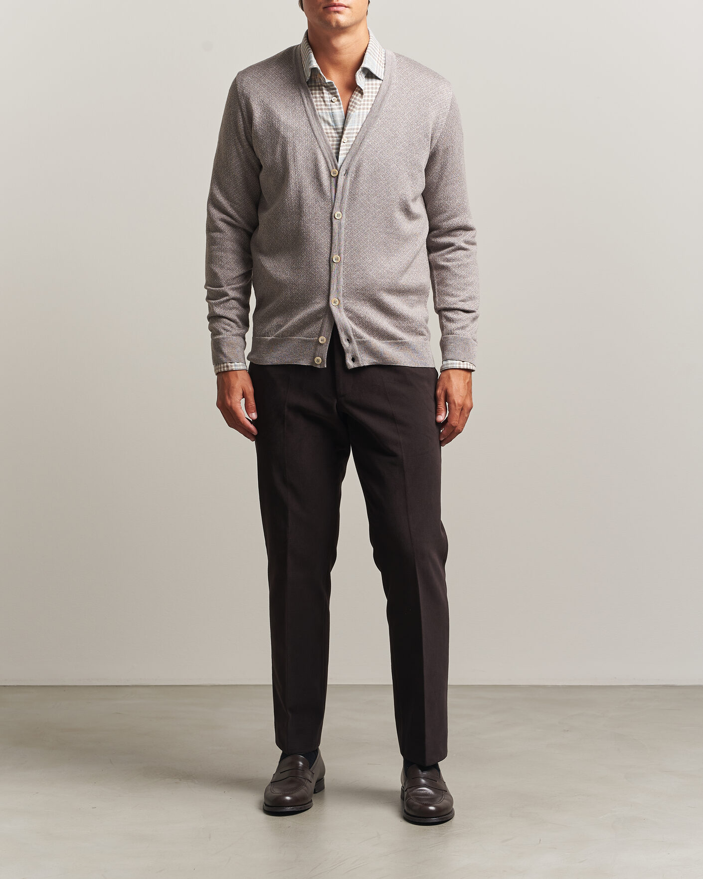 Herre | Trøjer | Stenströms | Merino Jaquard Cardigan Beige