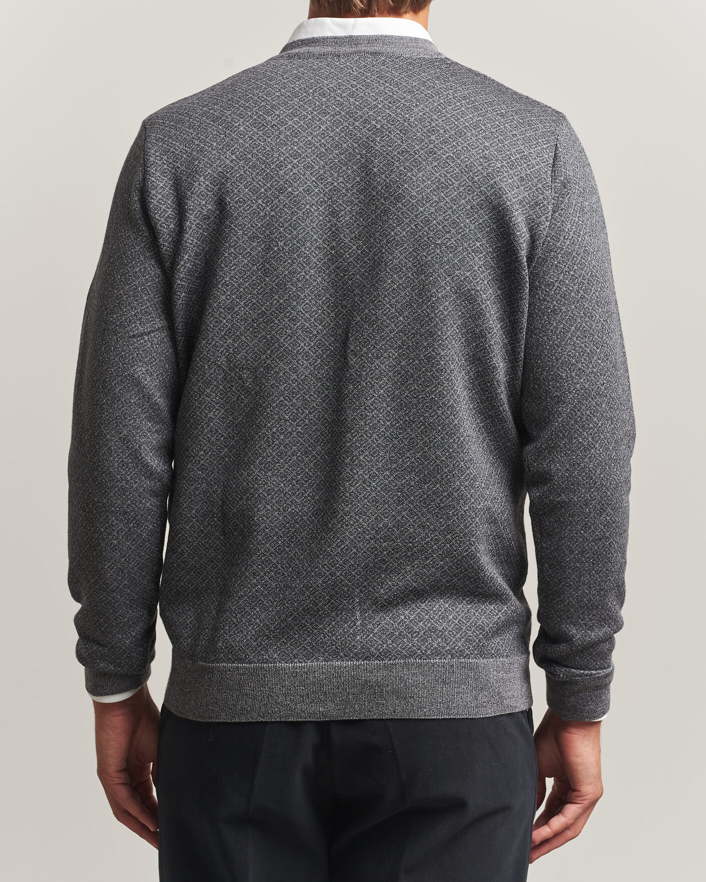 Herre | Trøjer | Stenströms | Merino Jaquard Cardigan Dark Grey