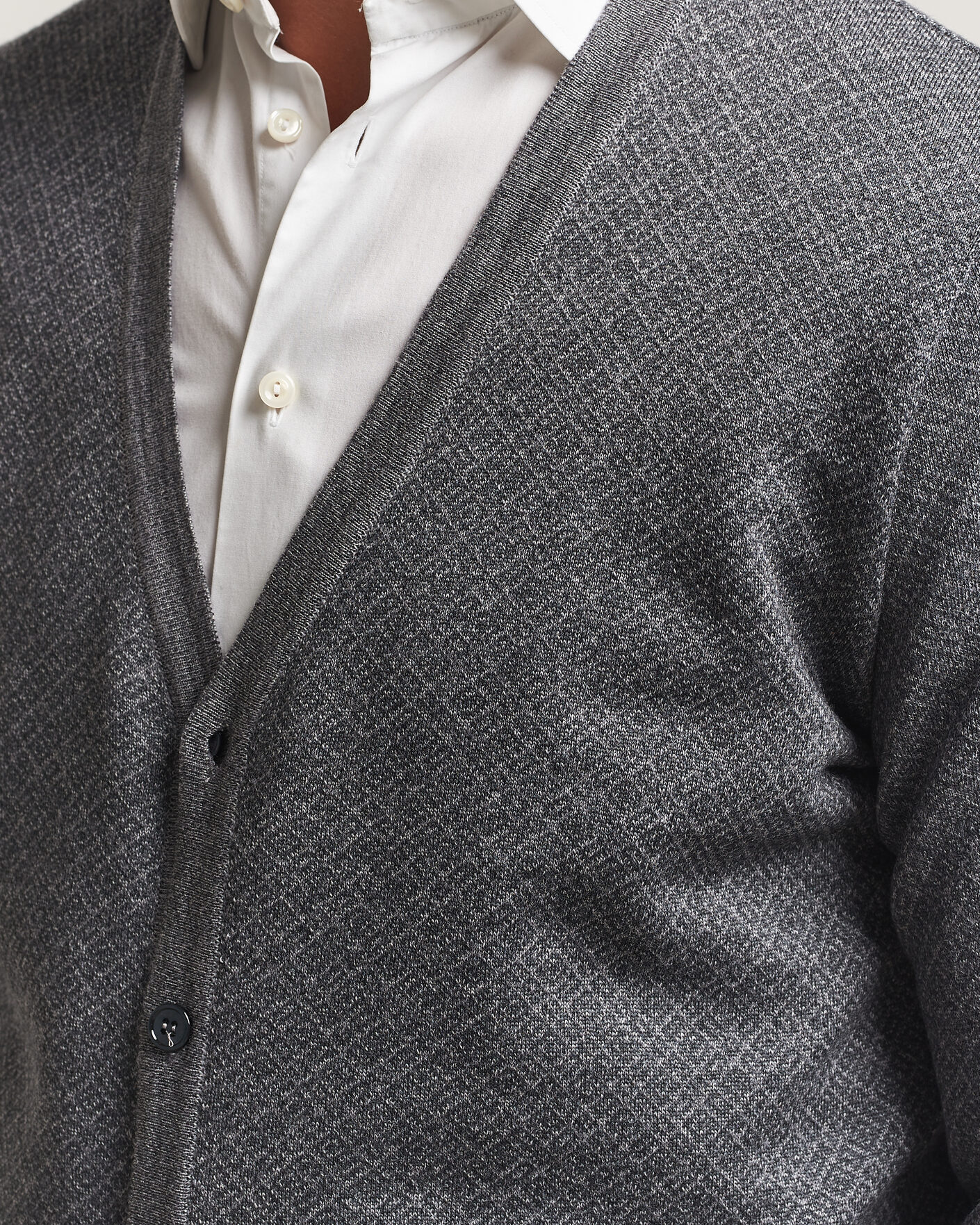 Herre | Trøjer | Stenströms | Merino Jaquard Cardigan Dark Grey
