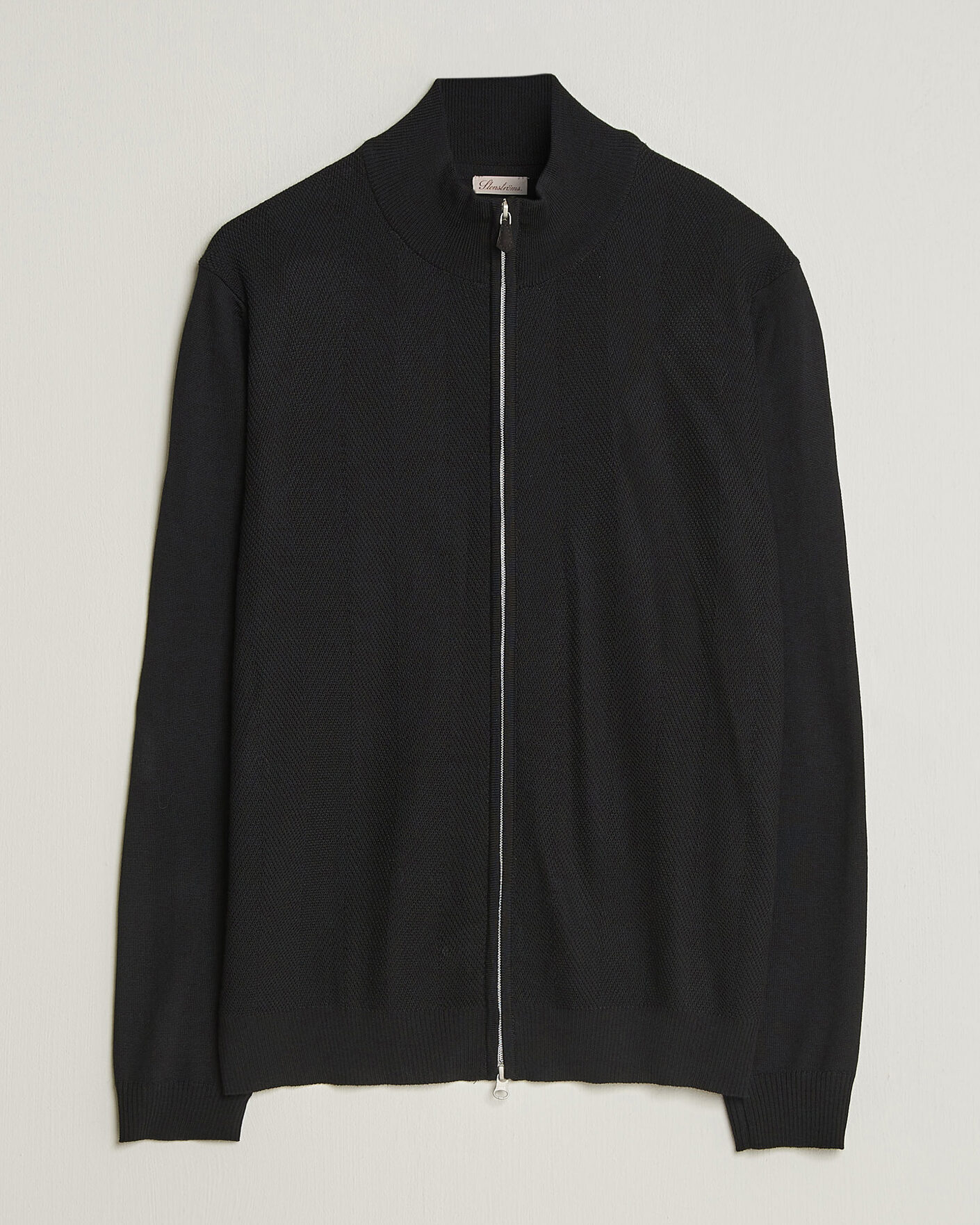 Herre | Trøjer | Stenströms | Merino Herringbone Full Zip Black