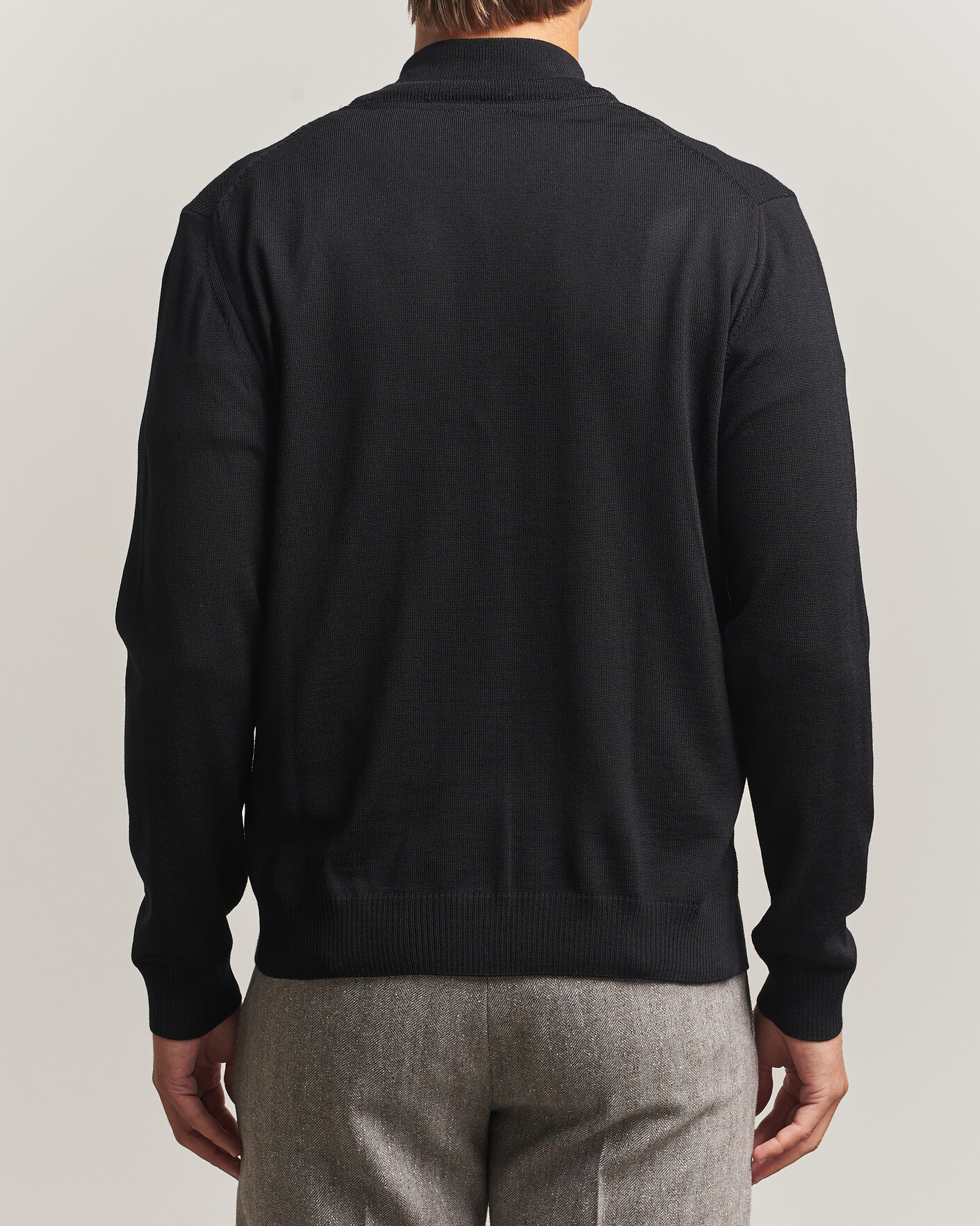 Herre | Trøjer | Stenströms | Merino Herringbone Full Zip Black