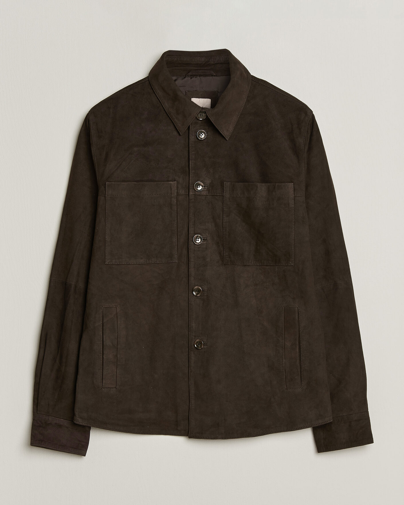 Herre | Skjorter | Stenströms | Goat Suede Overshirt Dark Brown