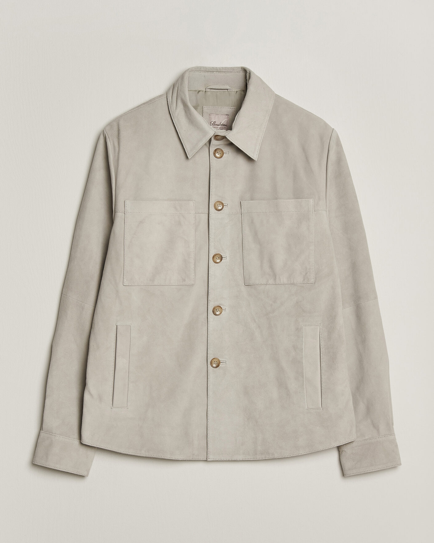 Herre | Skjorter | Stenströms | Goat Suede Overshirt Light Grey