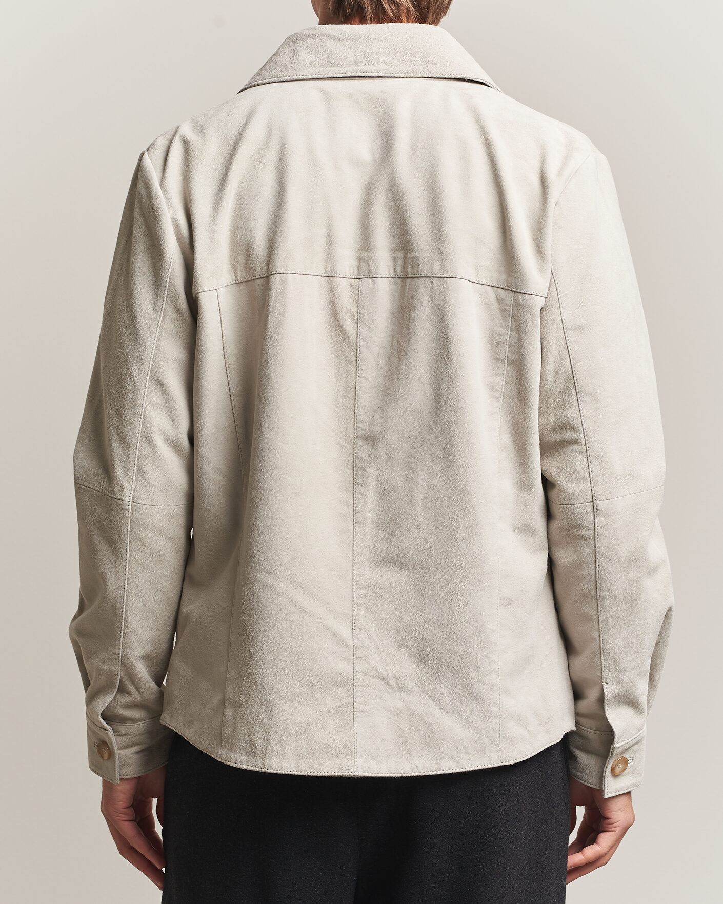 Herre | Skjorter | Stenströms | Goat Suede Overshirt Light Grey