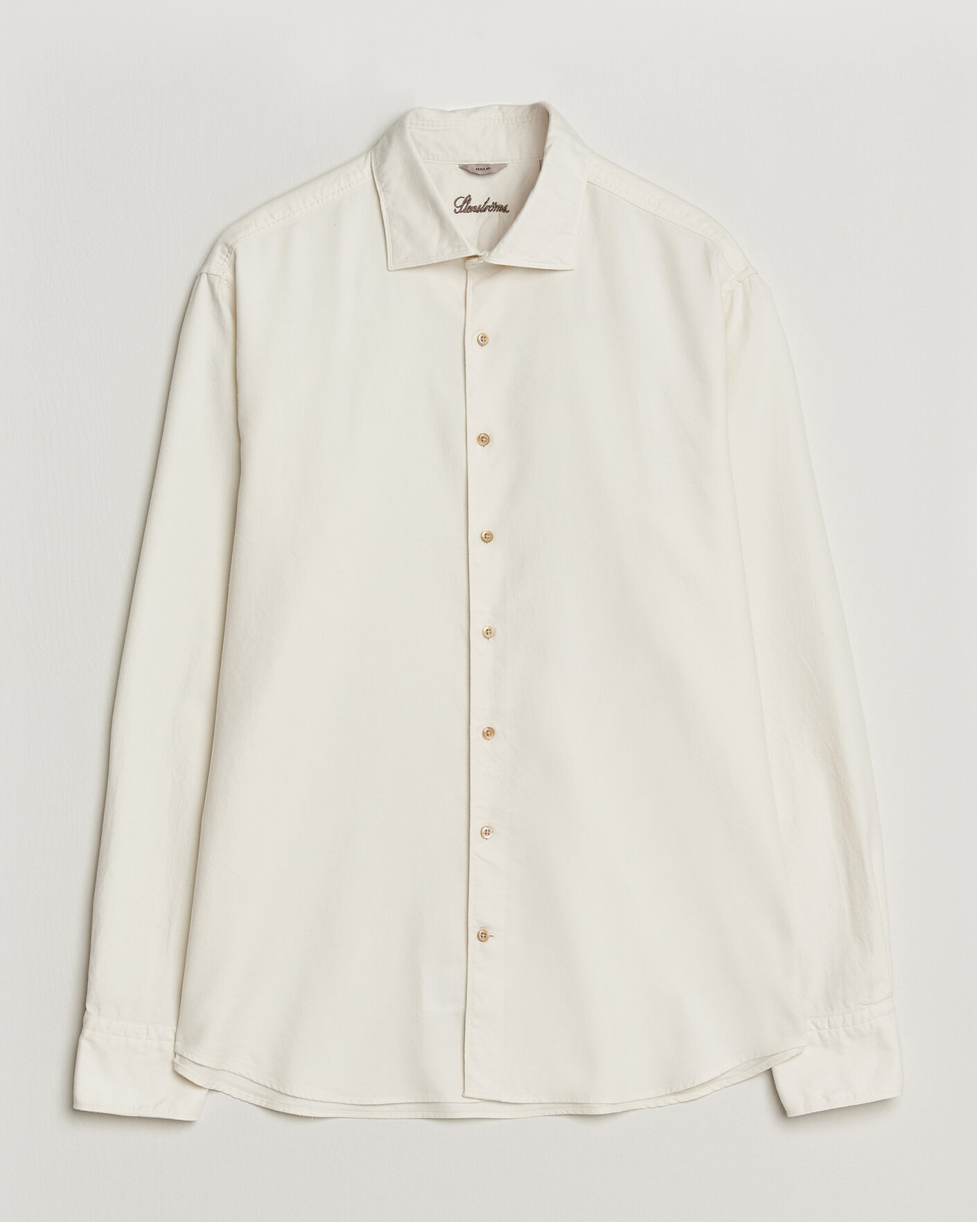 Herre | Skjorter | Stenströms | Regular Fit Cut Away Flannel Shirt Off White