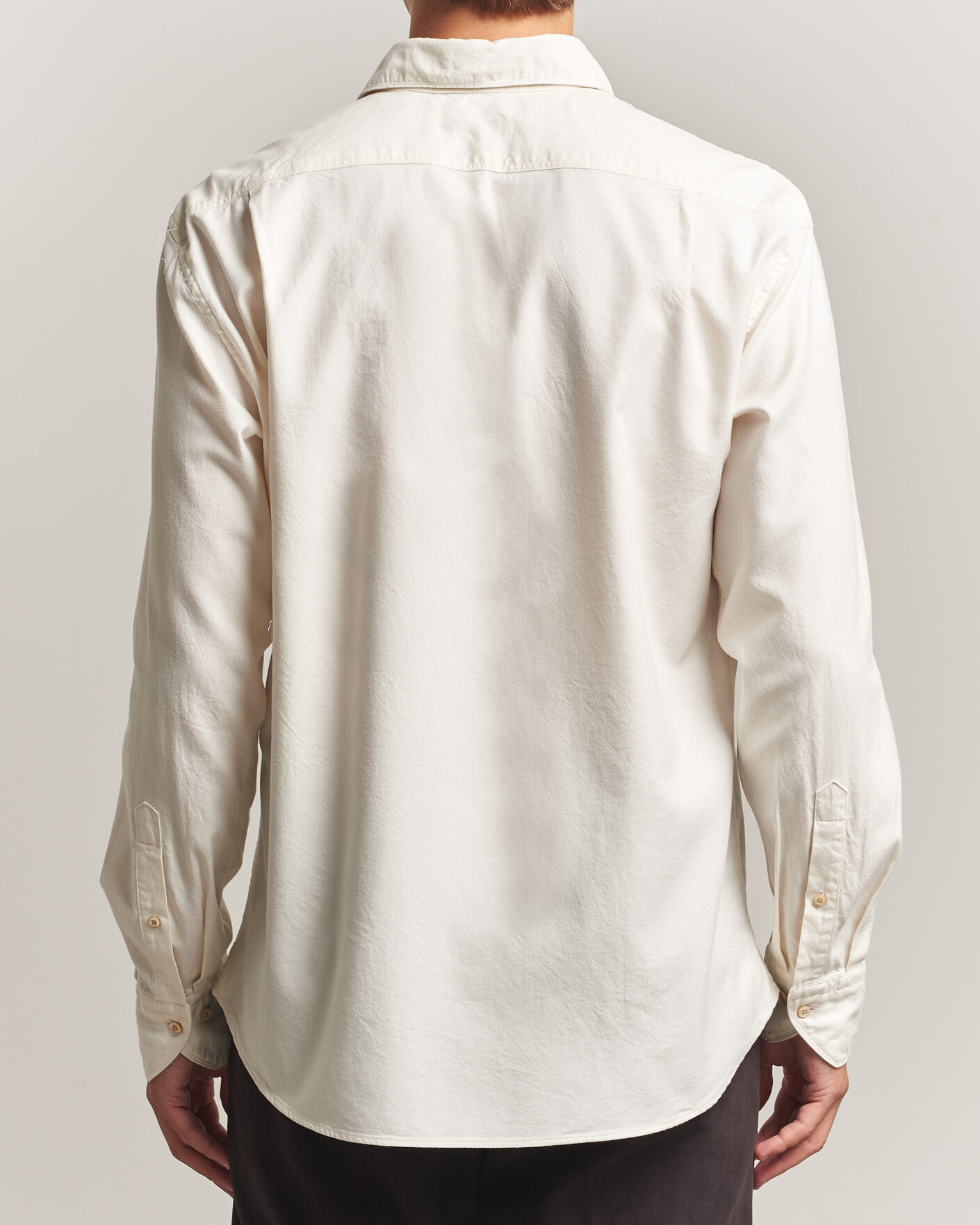 Herre | Skjorter | Stenströms | Regular Fit Cut Away Flannel Shirt Off White