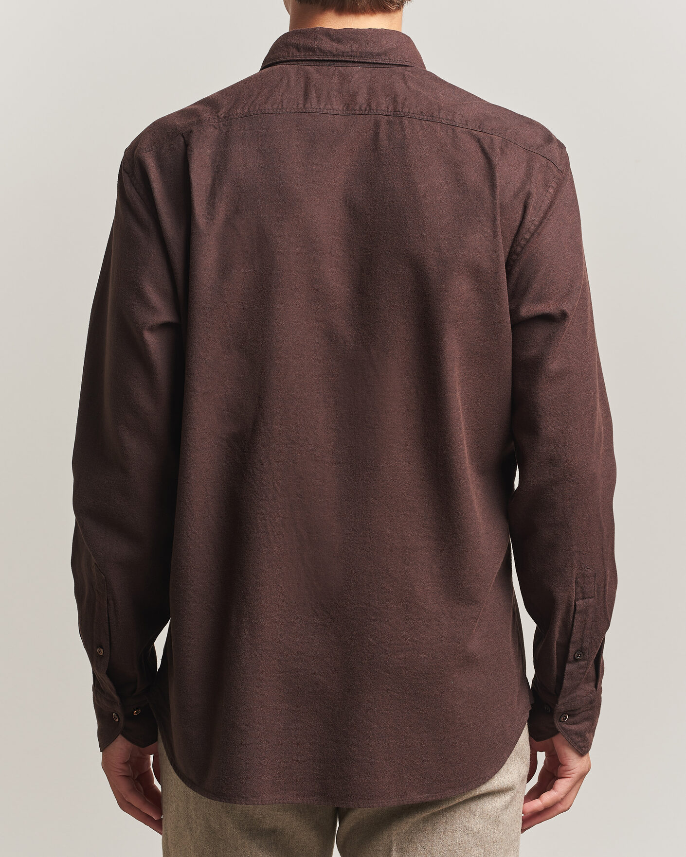 Herre | Skjorter | Stenströms | Regular Fit Cut Away Flannel Shirt Brown