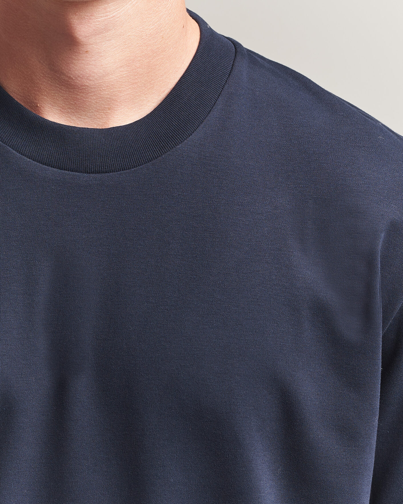 Herre | T-Shirts | Sunspel | Heavy Weight Supima Cotton T-Shirt Midnight Navy