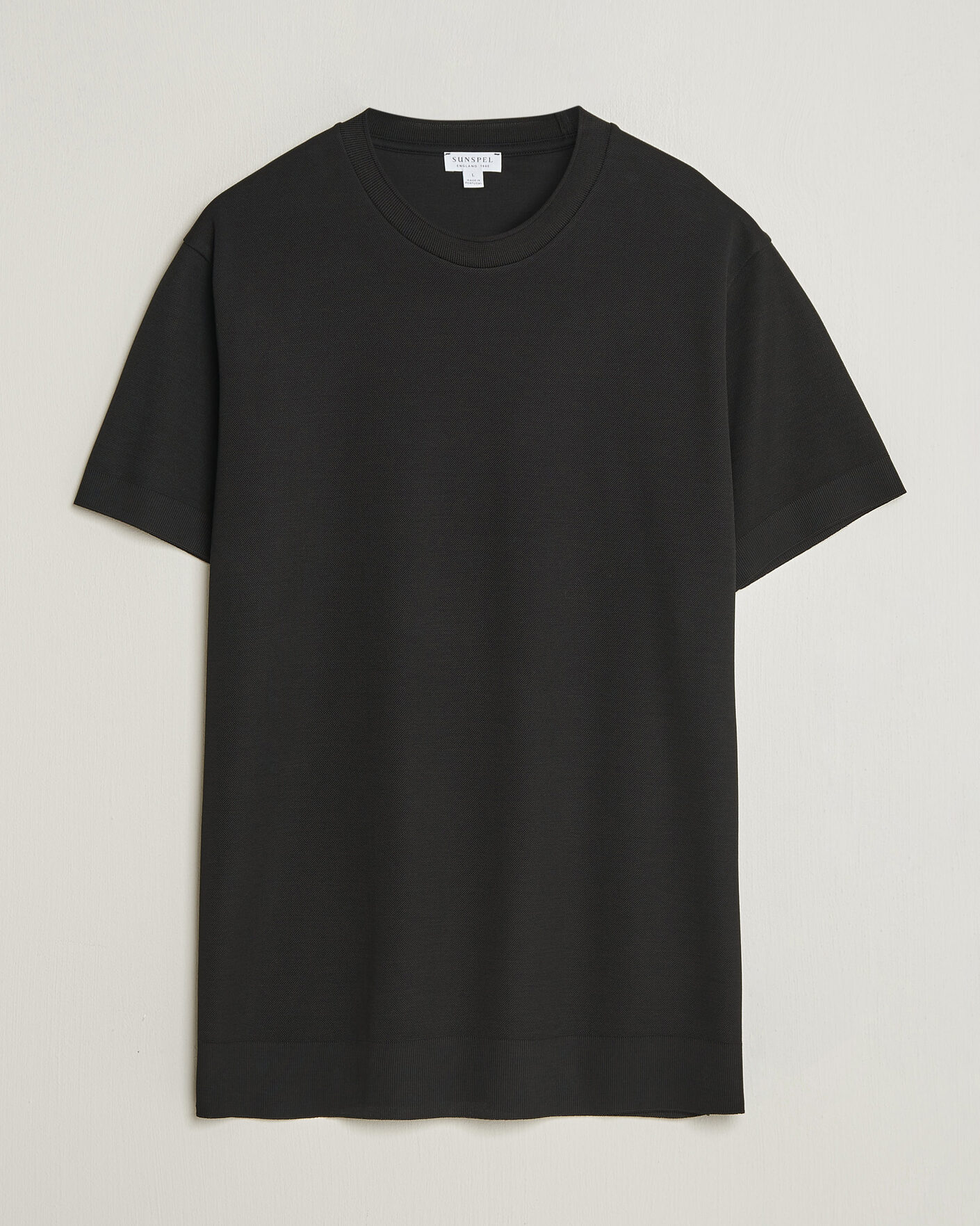Herre | T-Shirts | Sunspel | Cotton Piquet T-Shirt Black