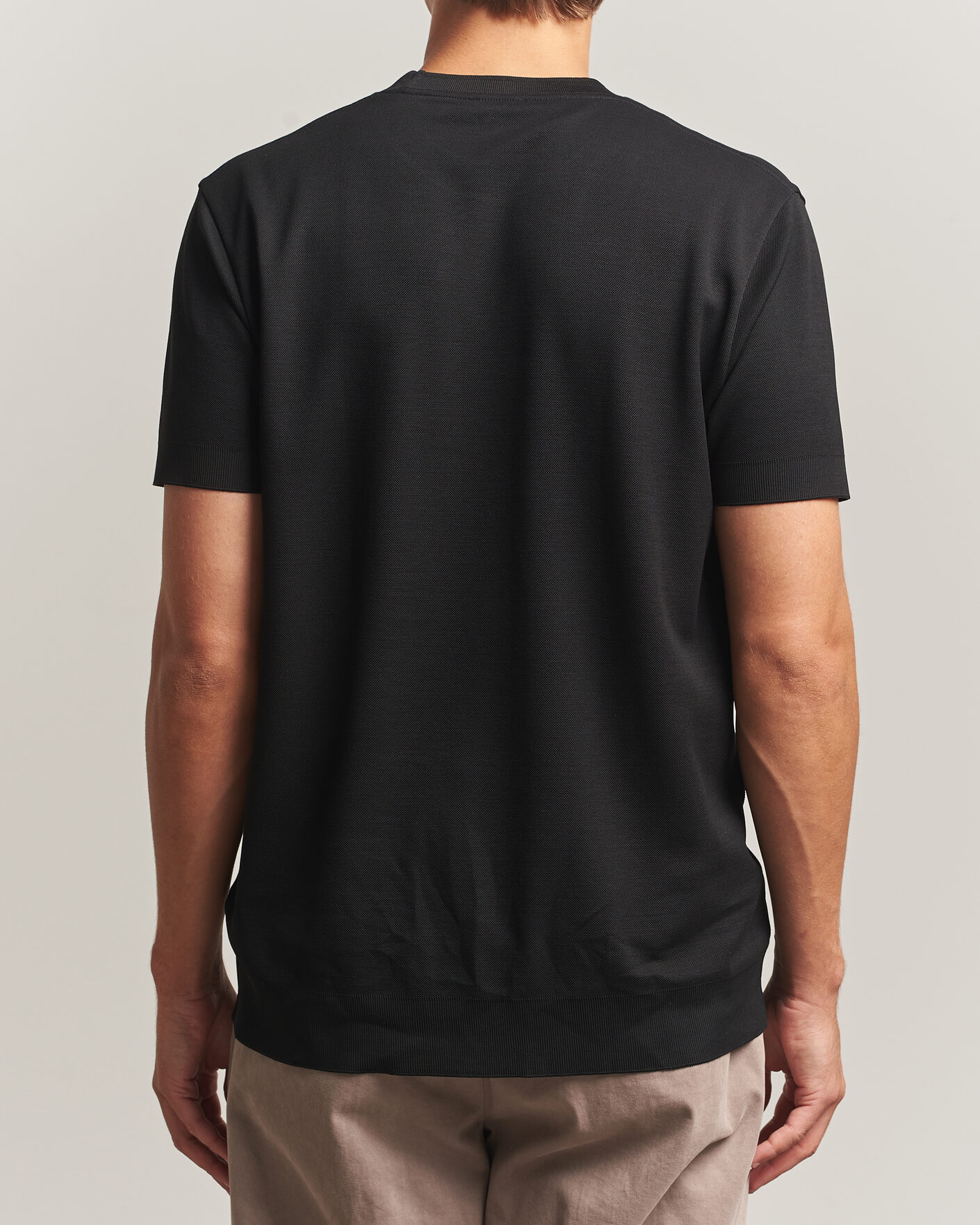 Herre | T-Shirts | Sunspel | Cotton Piquet T-Shirt Black
