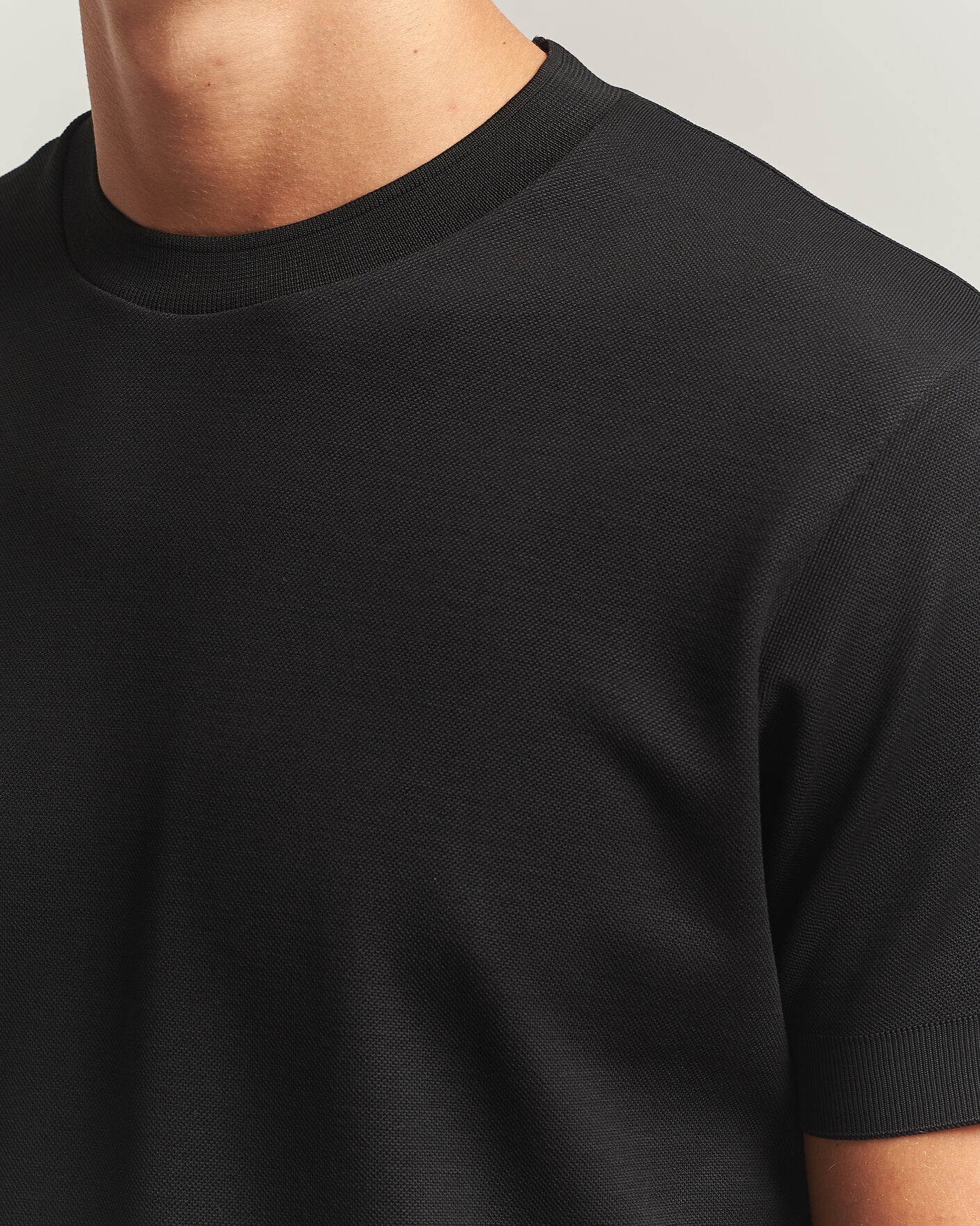 Herre | T-Shirts | Sunspel | Cotton Piquet T-Shirt Black