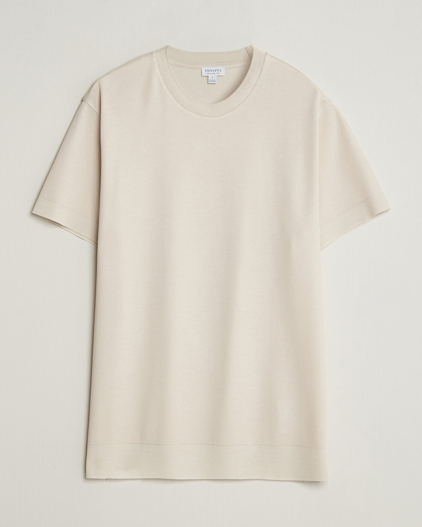 Herre | T-Shirts | Sunspel | Cotton Piquet T-Shirt Swansdown