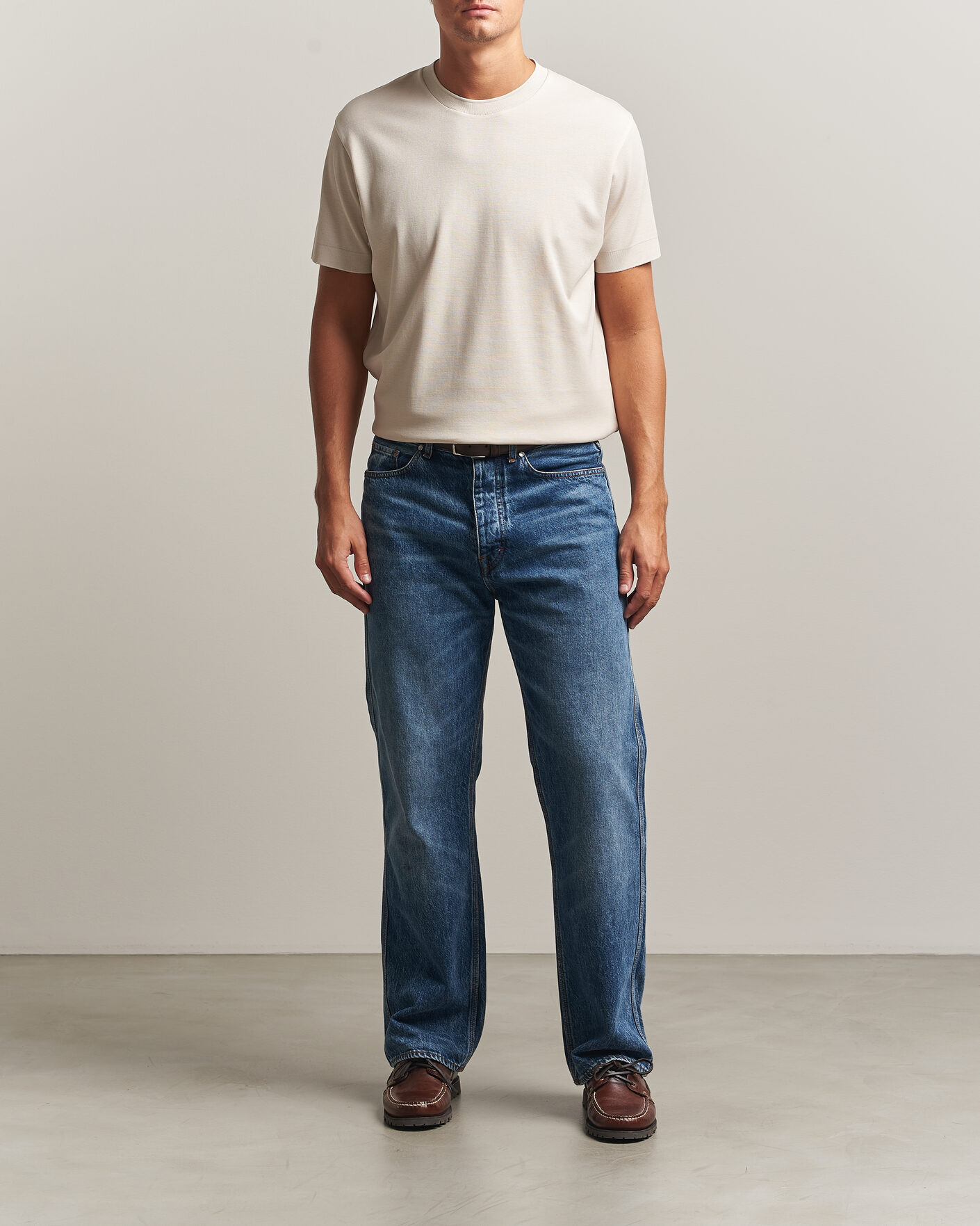 Herre | T-Shirts | Sunspel | Cotton Piquet T-Shirt Swansdown