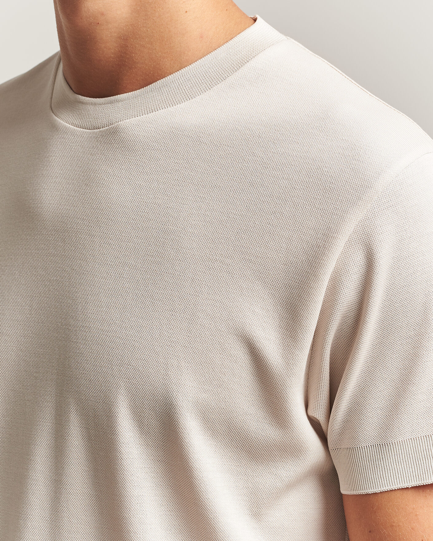 Herre | T-Shirts | Sunspel | Cotton Piquet T-Shirt Swansdown
