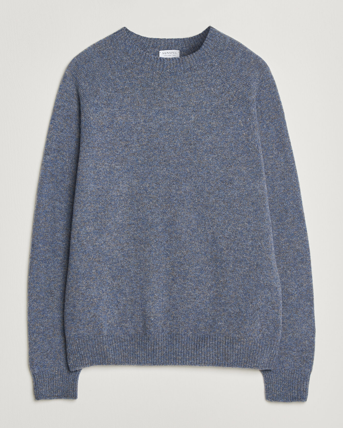 Herre | Trøjer | Sunspel | Lambswool Crew Neck Denim Twist